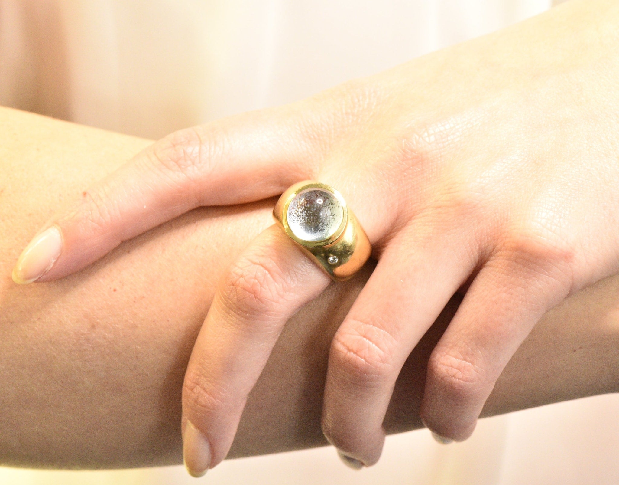H. Stern Contemporary 7.03 CTW Aquamarine Diamond 18 Karat Gold Unisex Ring Wilson's Estate Jewelry