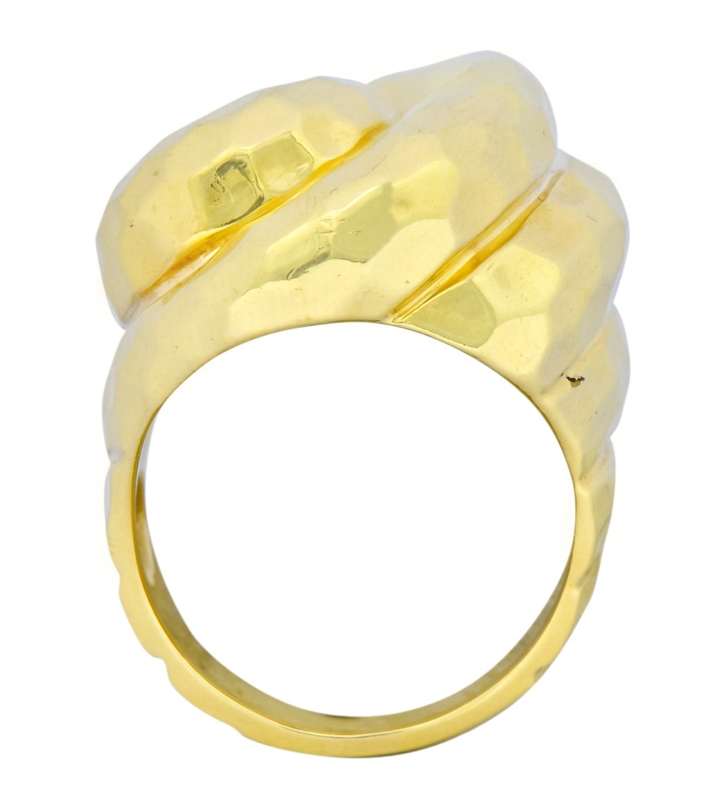 Henry Dunay Vintage 18 Karat Yellow Gold Hammered Swirl Ring - Wilson's Estate Jewelry
