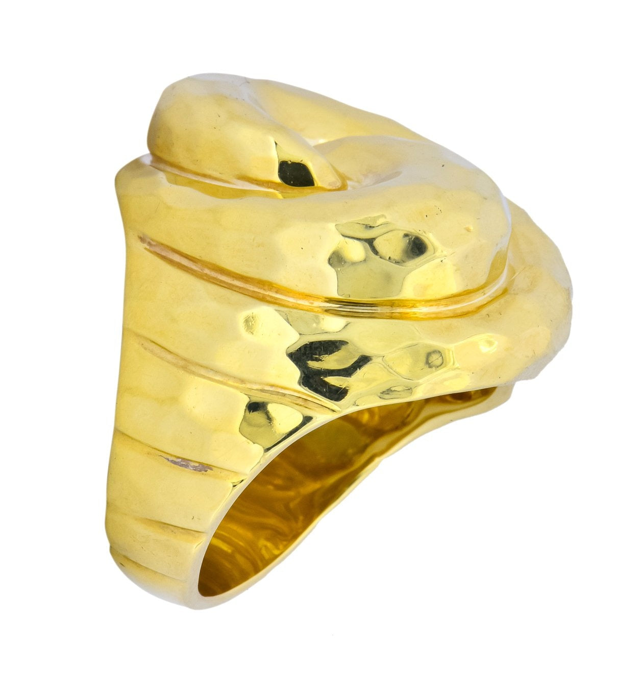 Henry Dunay Vintage 18 Karat Yellow Gold Hammered Swirl Ring - Wilson's Estate Jewelry