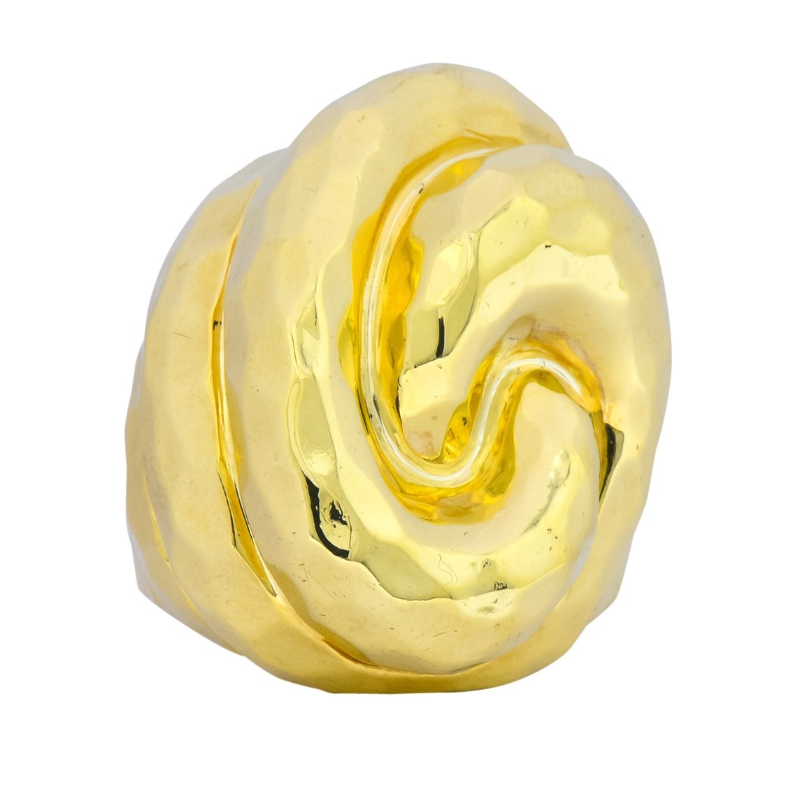 Henry Dunay Vintage 18 Karat Yellow Gold Hammered Swirl Ring - Wilson's Estate Jewelry