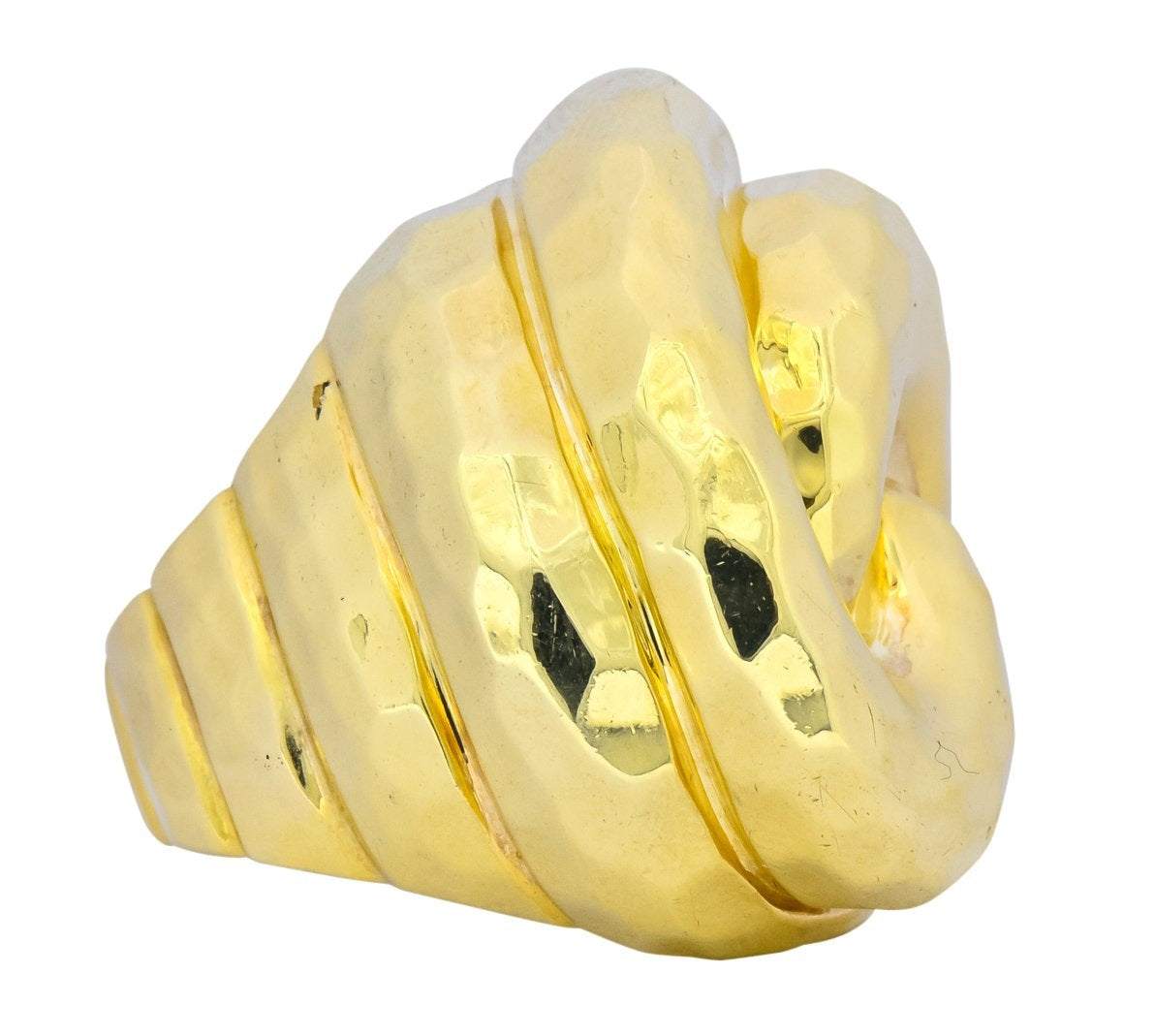 Henry Dunay Vintage 18 Karat Yellow Gold Hammered Swirl Ring - Wilson's Estate Jewelry