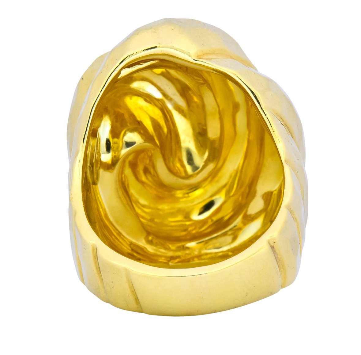 Henry Dunay Vintage 18 Karat Yellow Gold Hammered Swirl Ring - Wilson's Estate Jewelry