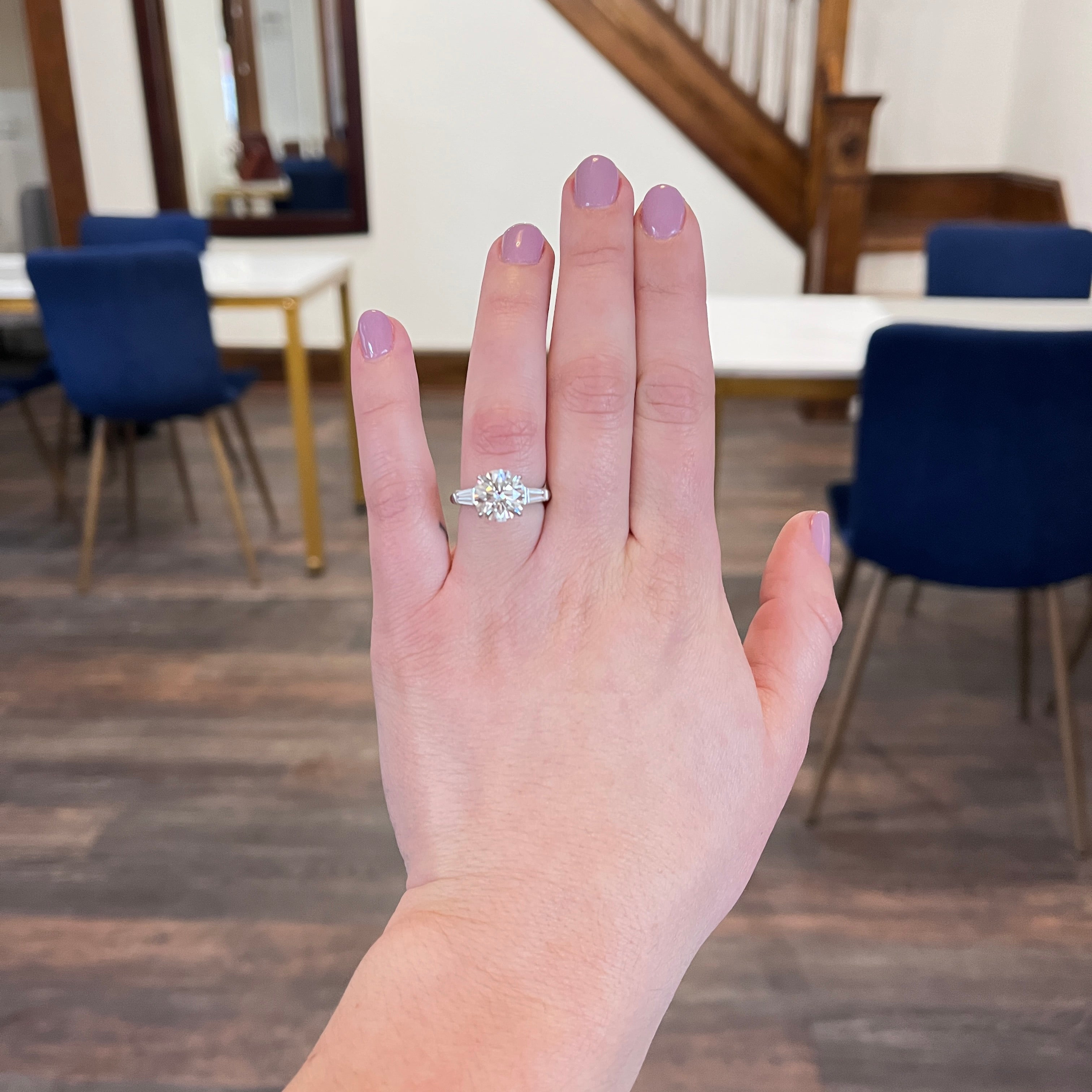 Exceptional Tiffany & Co. 3.82 CTW Round Brilliant Diamond Platinum Engagement Ring Wilson's Estate Jewelry