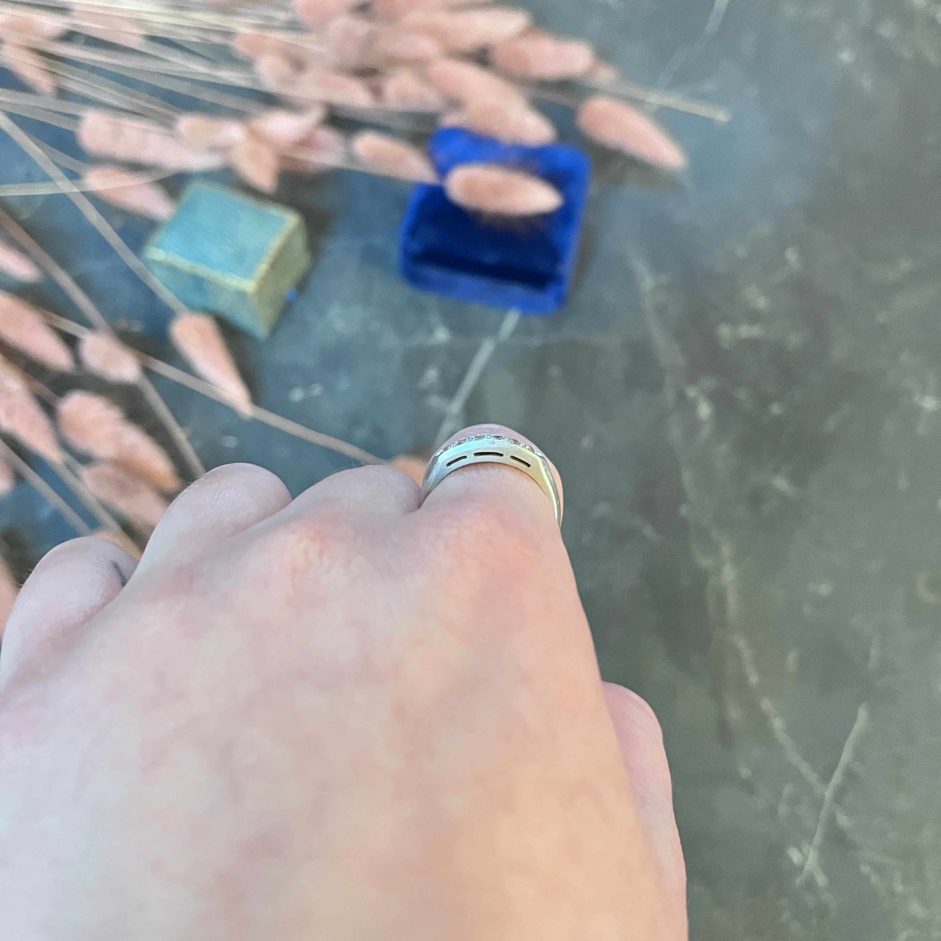 Mid-Century 0.25 CTW Diamond Platinum Anniversary Band Ring Wilson's Antique & Estate Jewelry