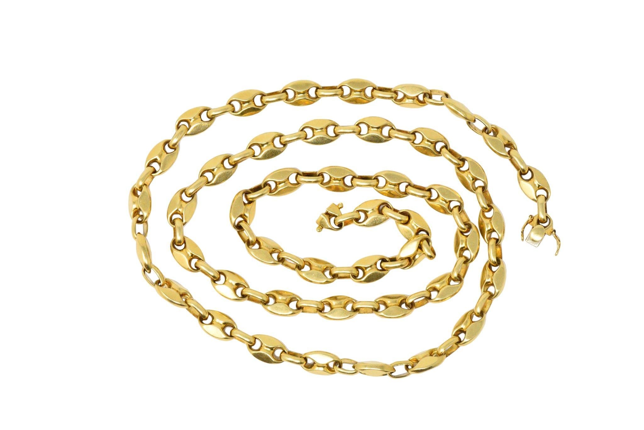 Italian 18K Gold Contemporary Unisex Anchor Link Necklace Wilson's Estate Jewelry