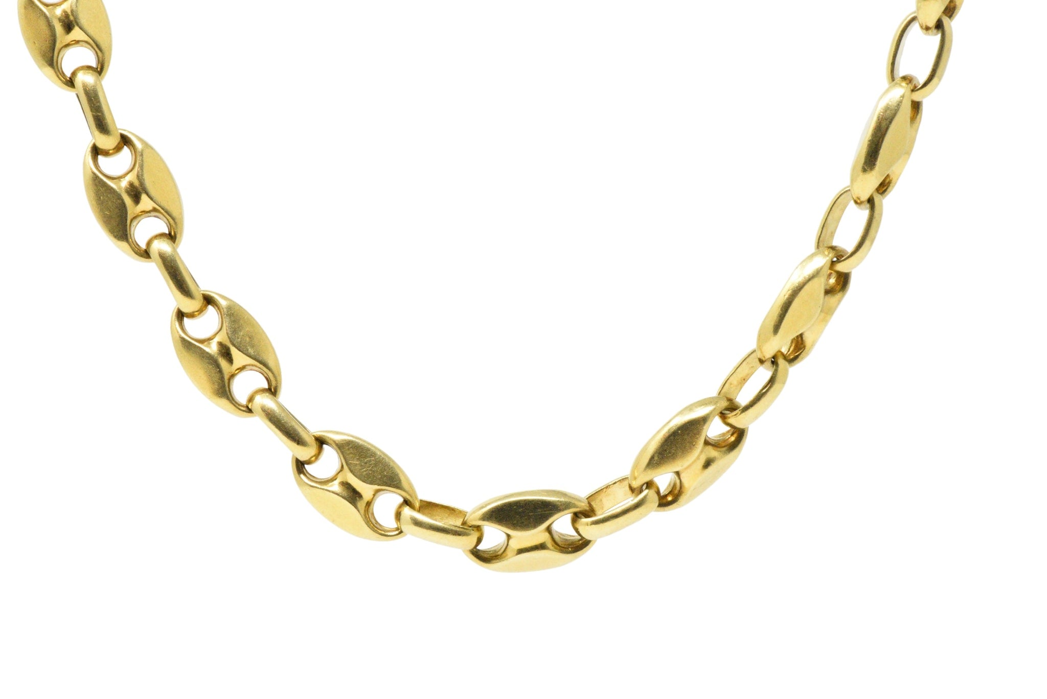Italian 18K Gold Contemporary Unisex Anchor Link Necklace Wilson's Estate Jewelry