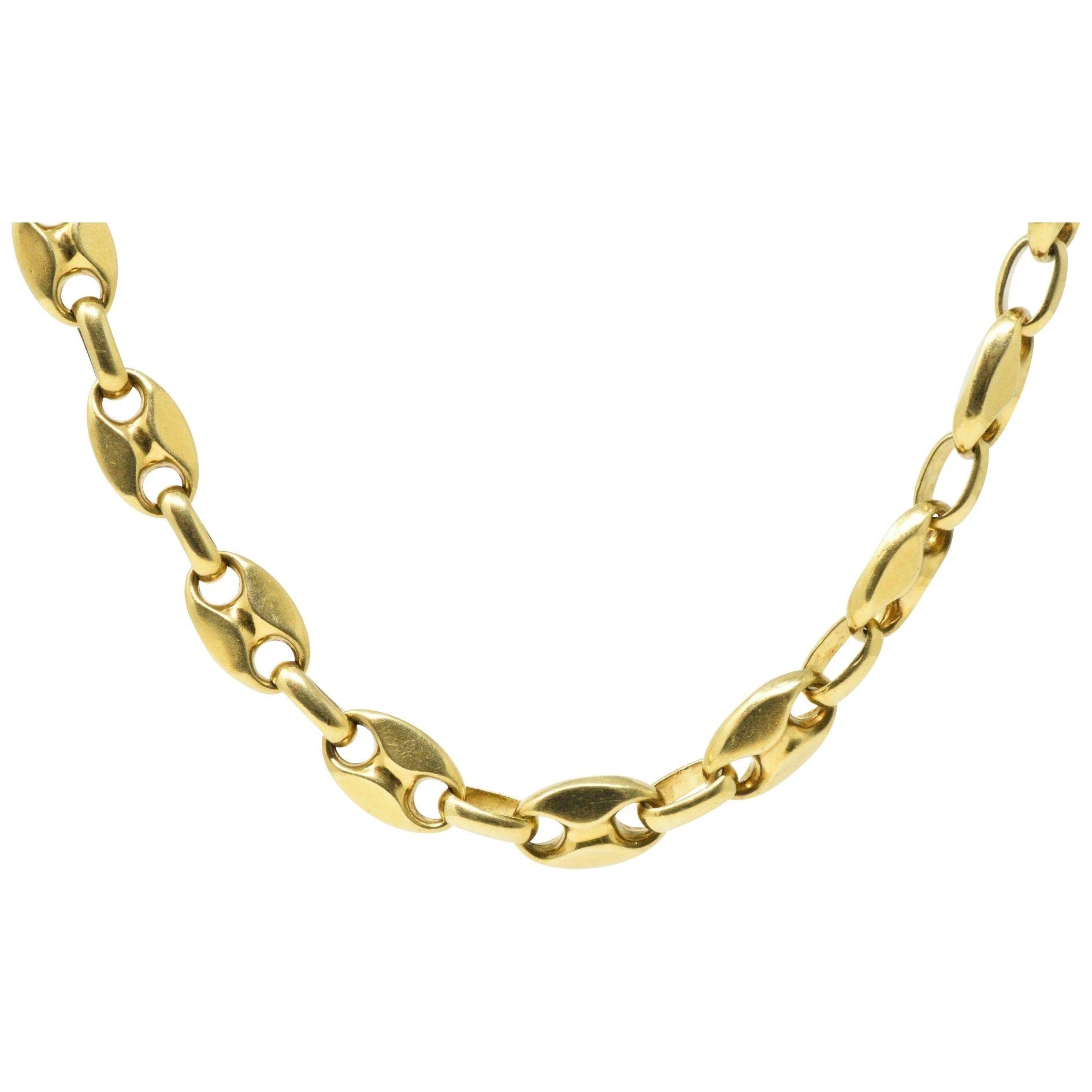 Italian 18K Gold Contemporary Unisex Anchor Link Necklace Wilson's Estate Jewelry