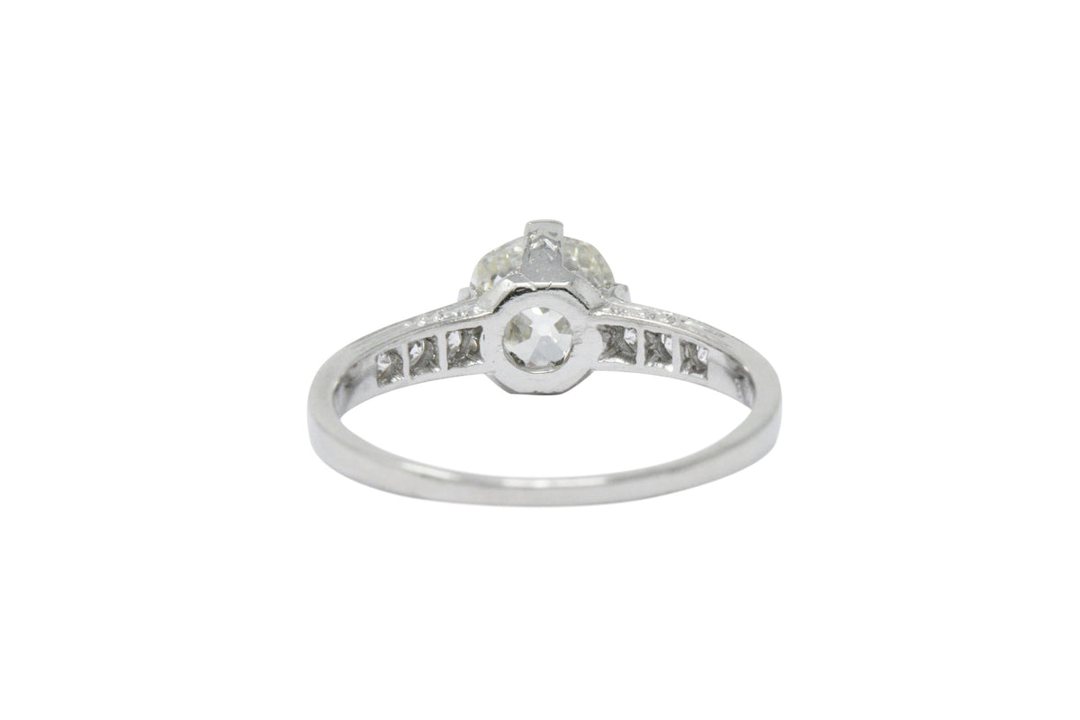 Kirk Art Deco 1.16 CTW Diamond Platinum Engagement Ring GIA Wilson's Estate Jewelry