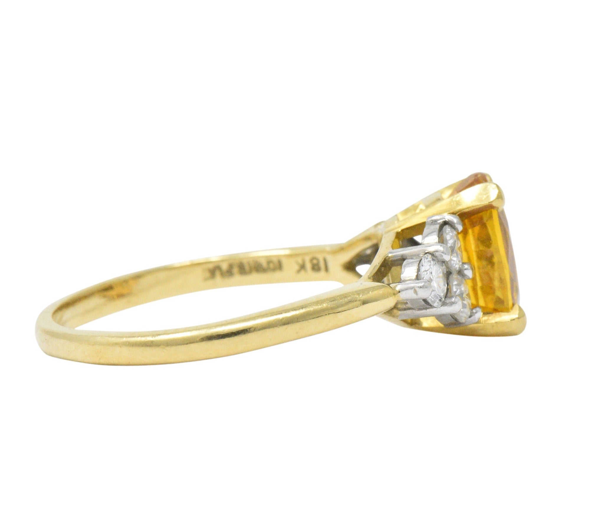 Vintage 3.30 CTW Orange Sapphire Diamond Platinum 18 Karat Gold Ring Wilson's Estate Jewelry