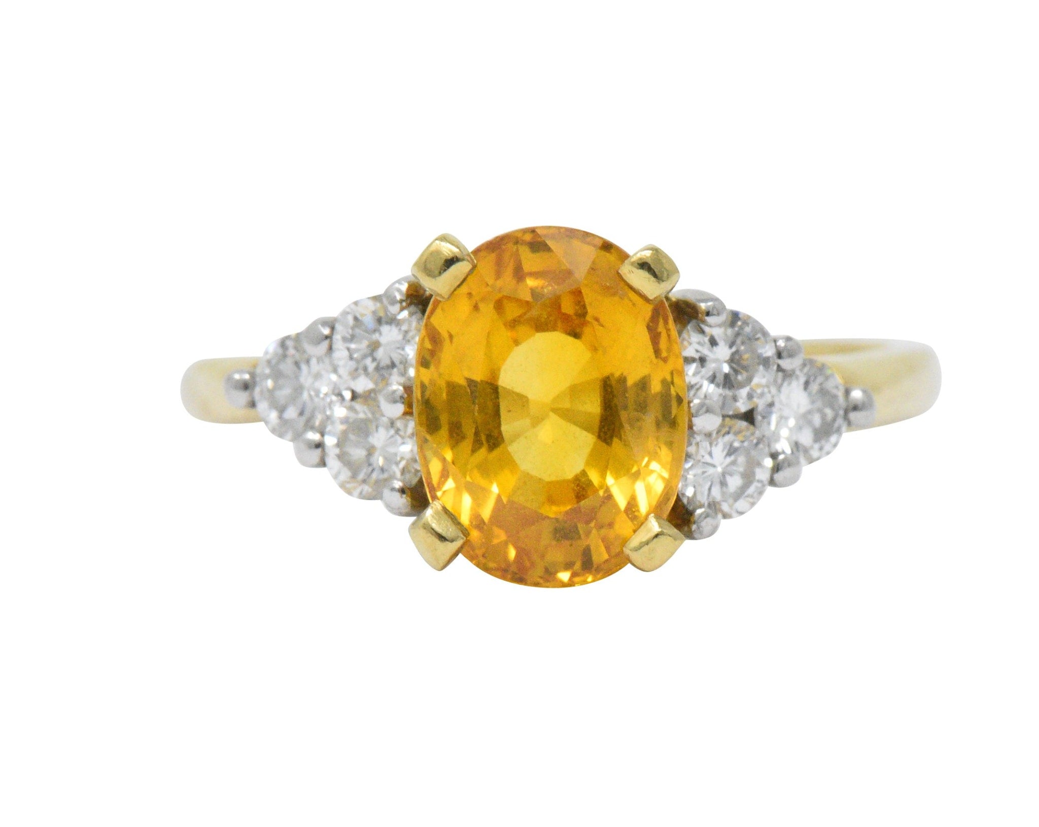 Vintage 3.30 CTW Orange Sapphire Diamond Platinum 18 Karat Gold Ring Wilson's Estate Jewelry