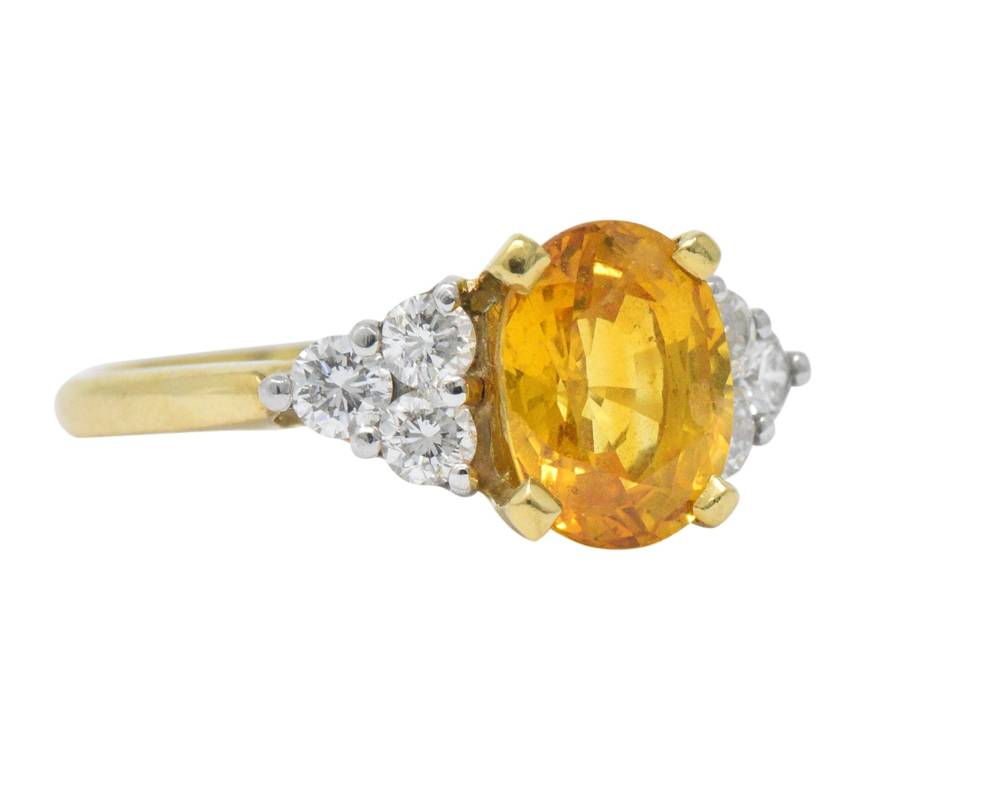 Vintage 3.30 CTW Orange Sapphire Diamond Platinum 18 Karat Gold Ring Wilson's Estate Jewelry