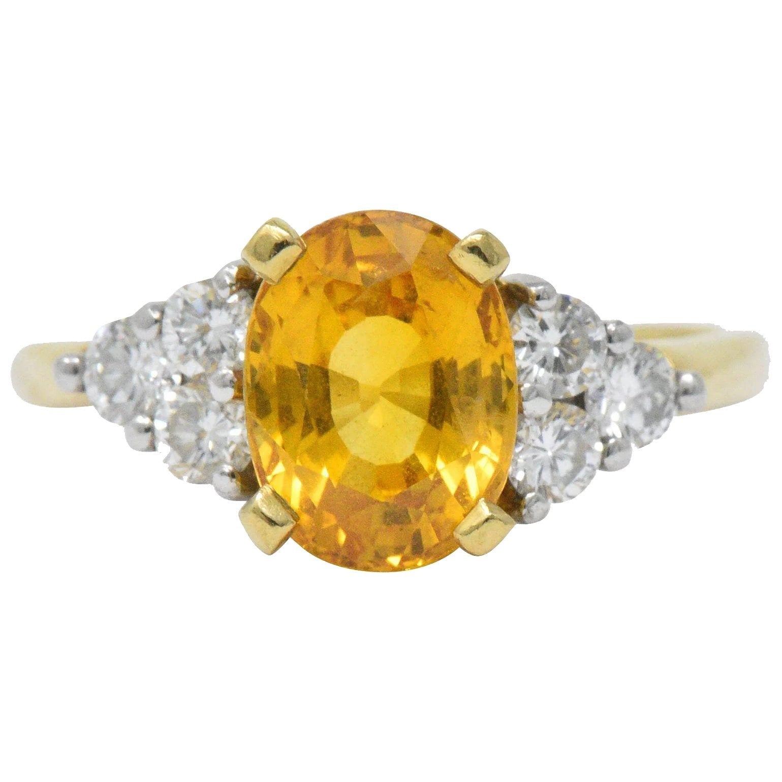 Vintage 3.30 CTW Orange Sapphire Diamond Platinum 18 Karat Gold Ring Wilson's Estate Jewelry