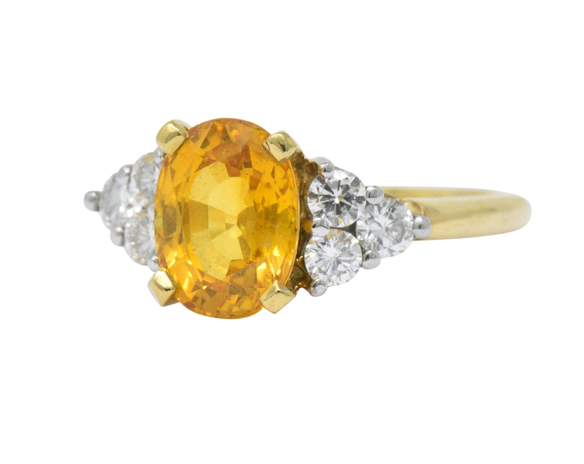 Vintage 3.30 CTW Orange Sapphire Diamond Platinum 18 Karat Gold Ring Wilson's Estate Jewelry