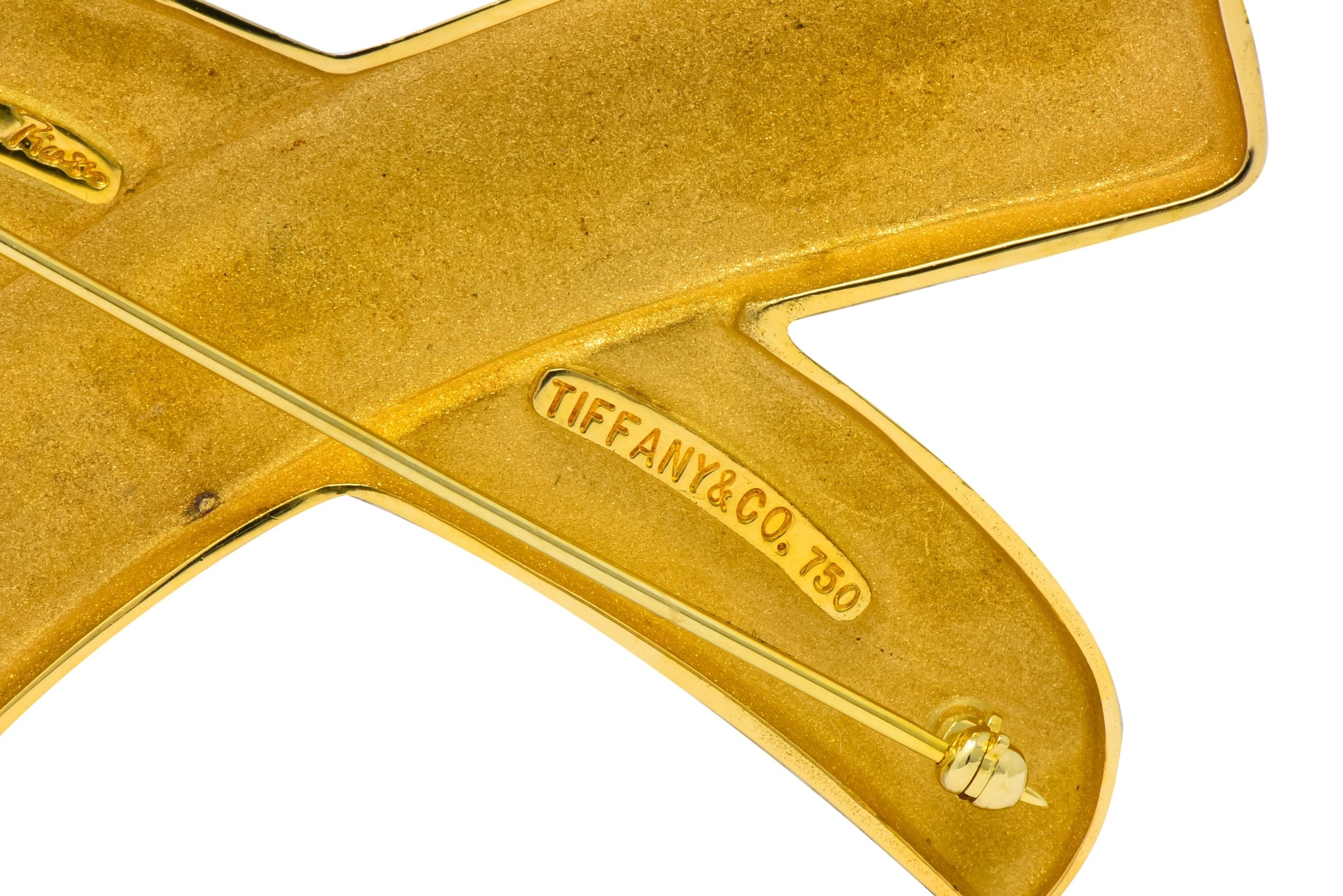 Large 1980's Paloma Picasso Tiffany & Co. 18 Karat Gold Graffiti X Brooch - Wilson's Estate Jewelry