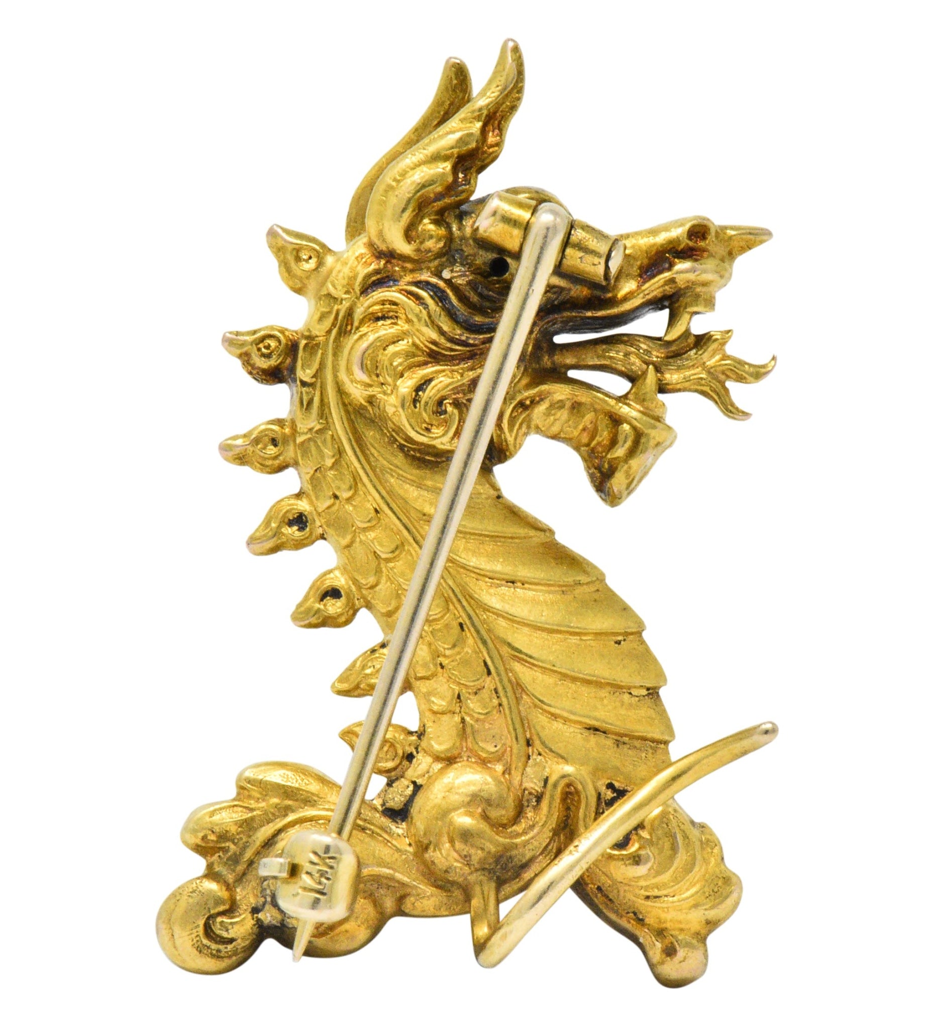 Late Victorian 14 Karat Gold Dragon Brooch Circa 1890 - Wilson's Estate Jewelry