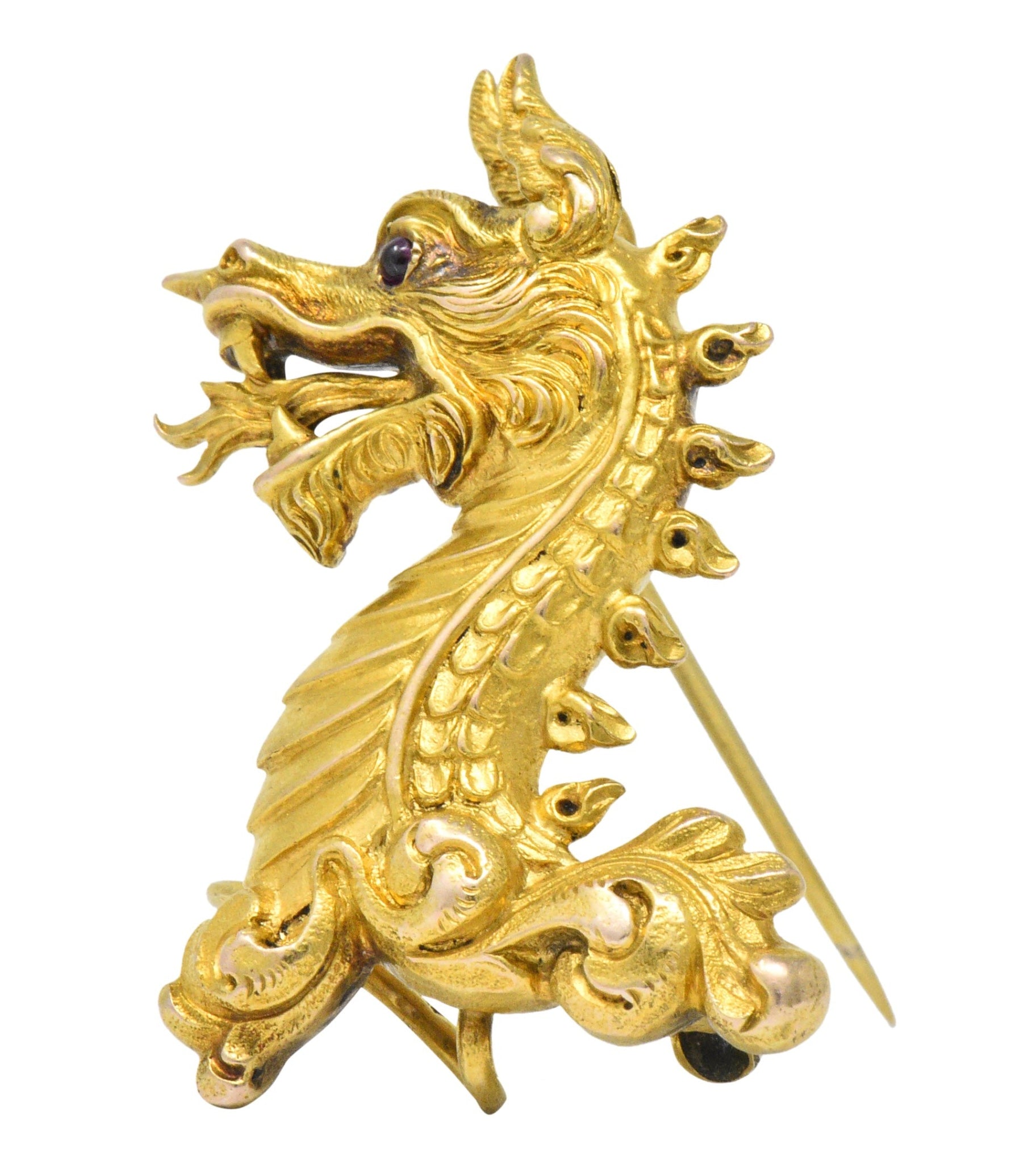 Late Victorian 14 Karat Gold Dragon Brooch Circa 1890 - Wilson's Estate Jewelry