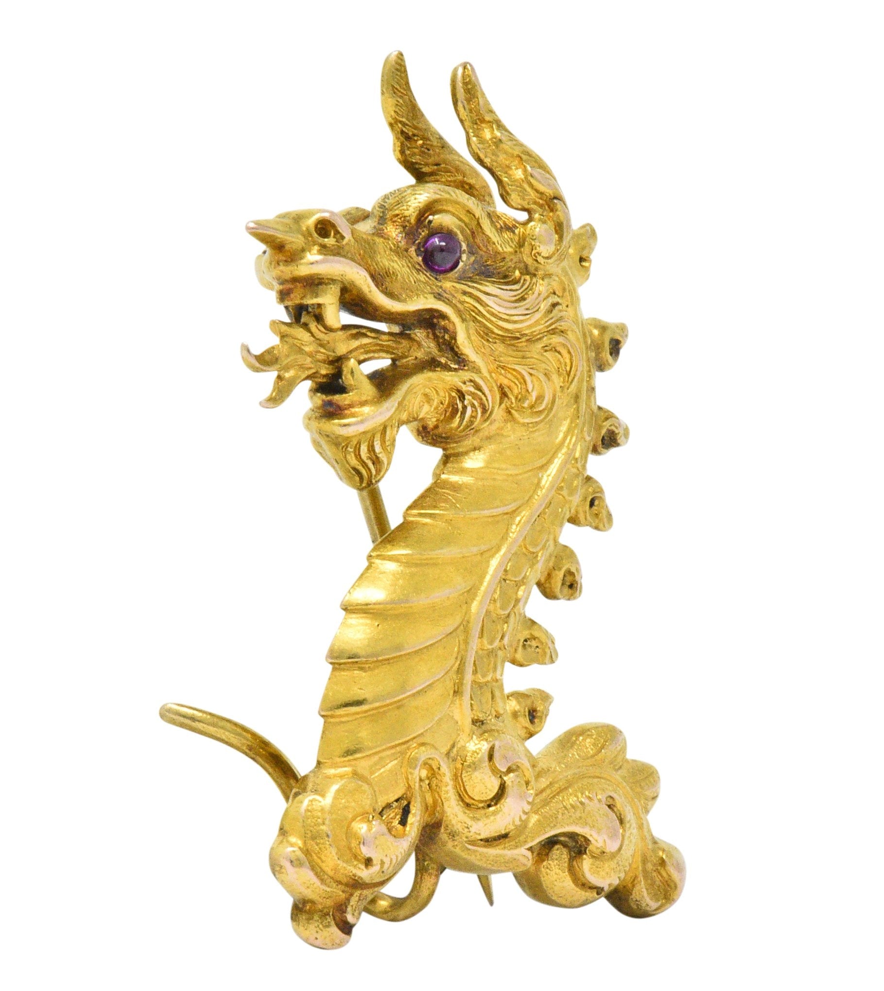 Late Victorian 14 Karat Gold Dragon Brooch Circa 1890 - Wilson's Estate Jewelry