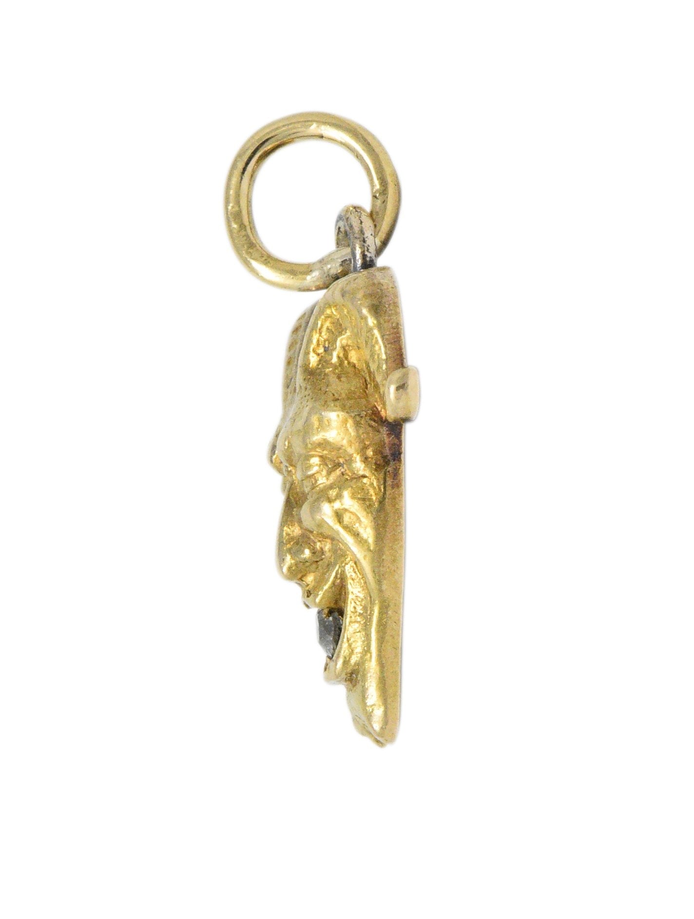 Late Victorian Old Mine Cut Diamond 14 Karat Gold Devil Charm Wilson's Estate Jewelry
