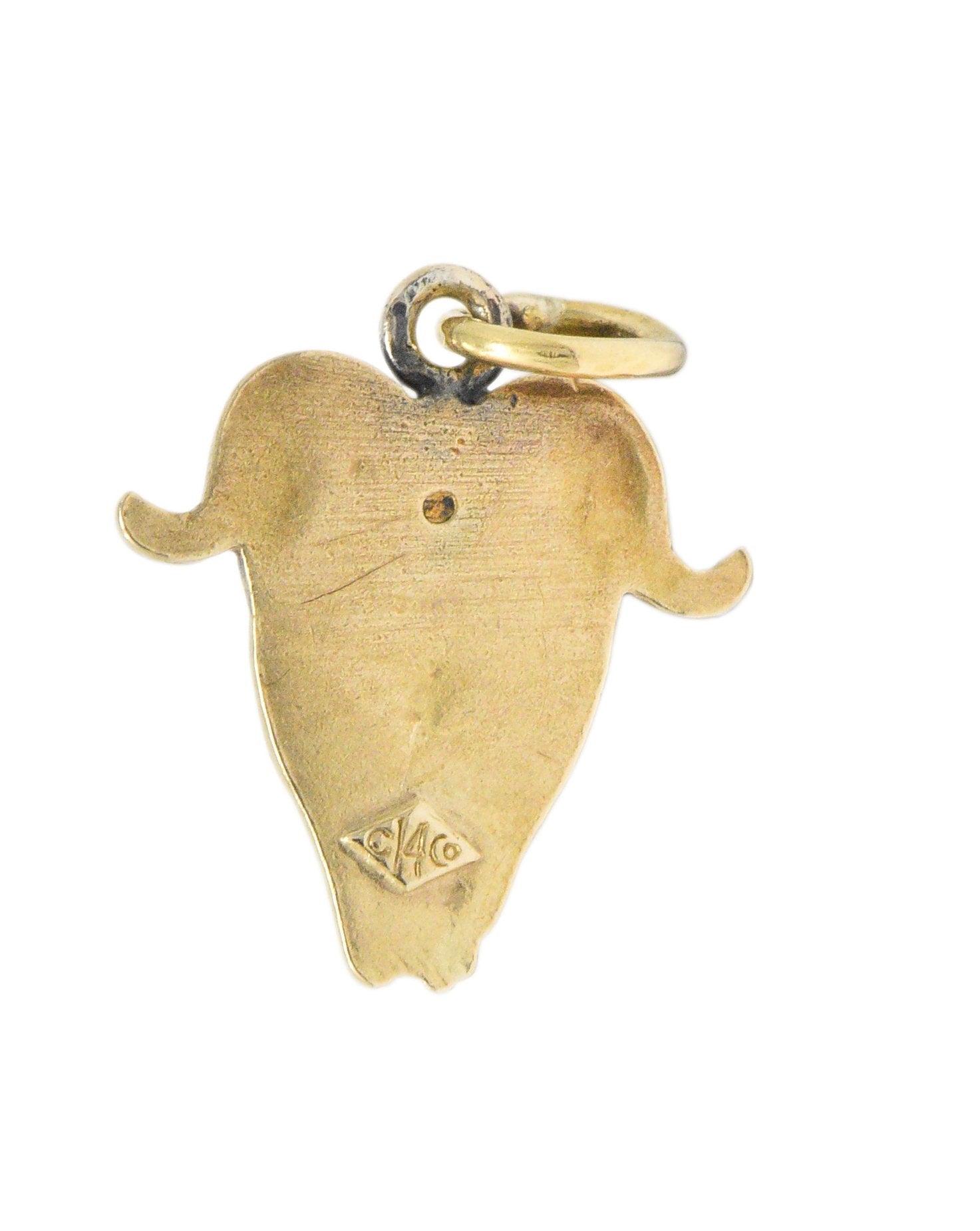 Late Victorian Old Mine Cut Diamond 14 Karat Gold Devil Charm Wilson's Estate Jewelry