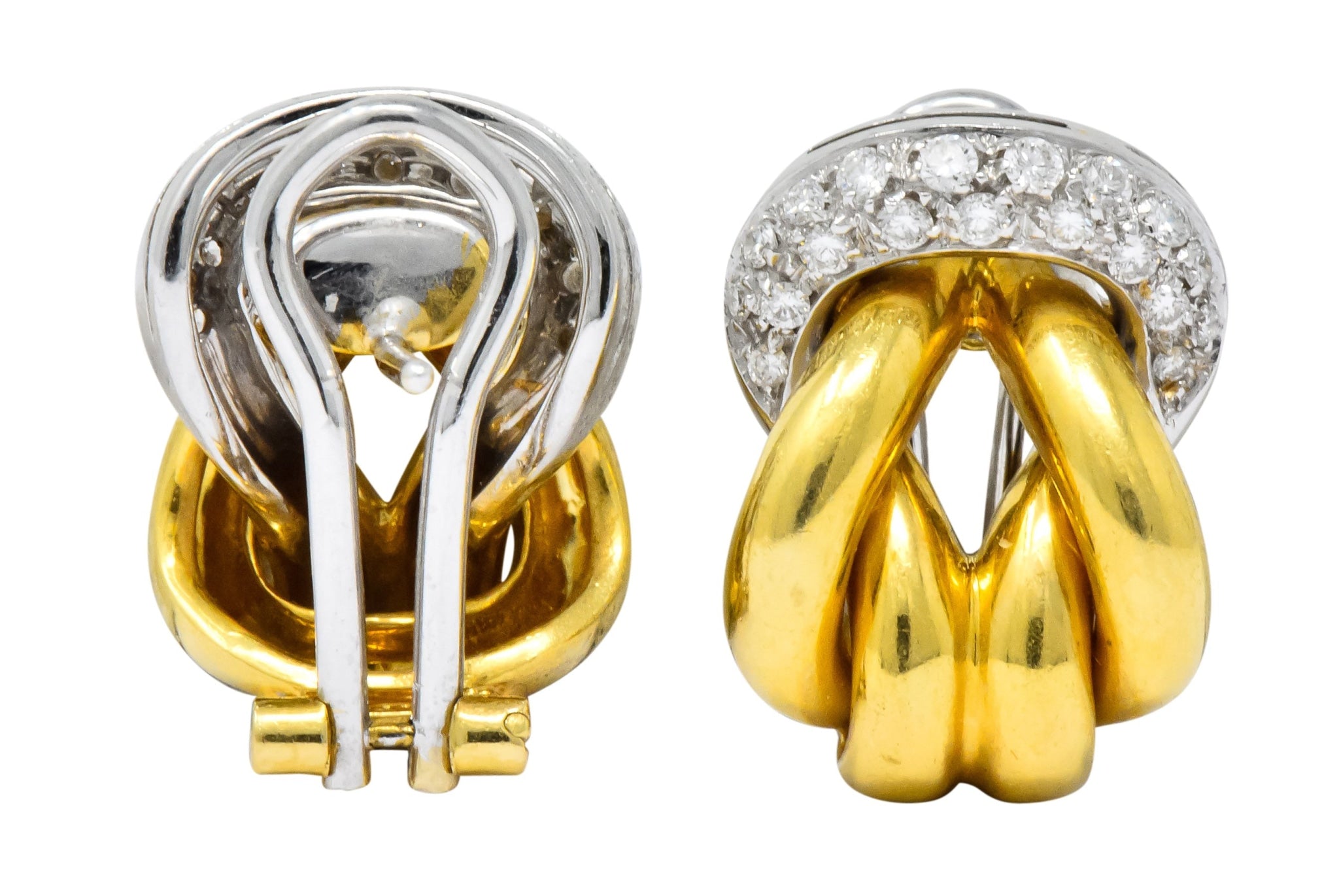 Leo Pizzo Vintage 0.78 CTW Diamond 18 Karat Two-Tone Gold Italian Earrings - Wilson's Estate Jewelry