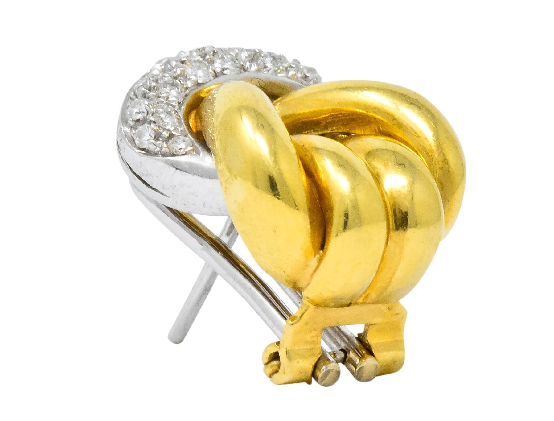 Leo Pizzo Vintage 0.78 CTW Diamond 18 Karat Two-Tone Gold Italian Earrings - Wilson's Estate Jewelry