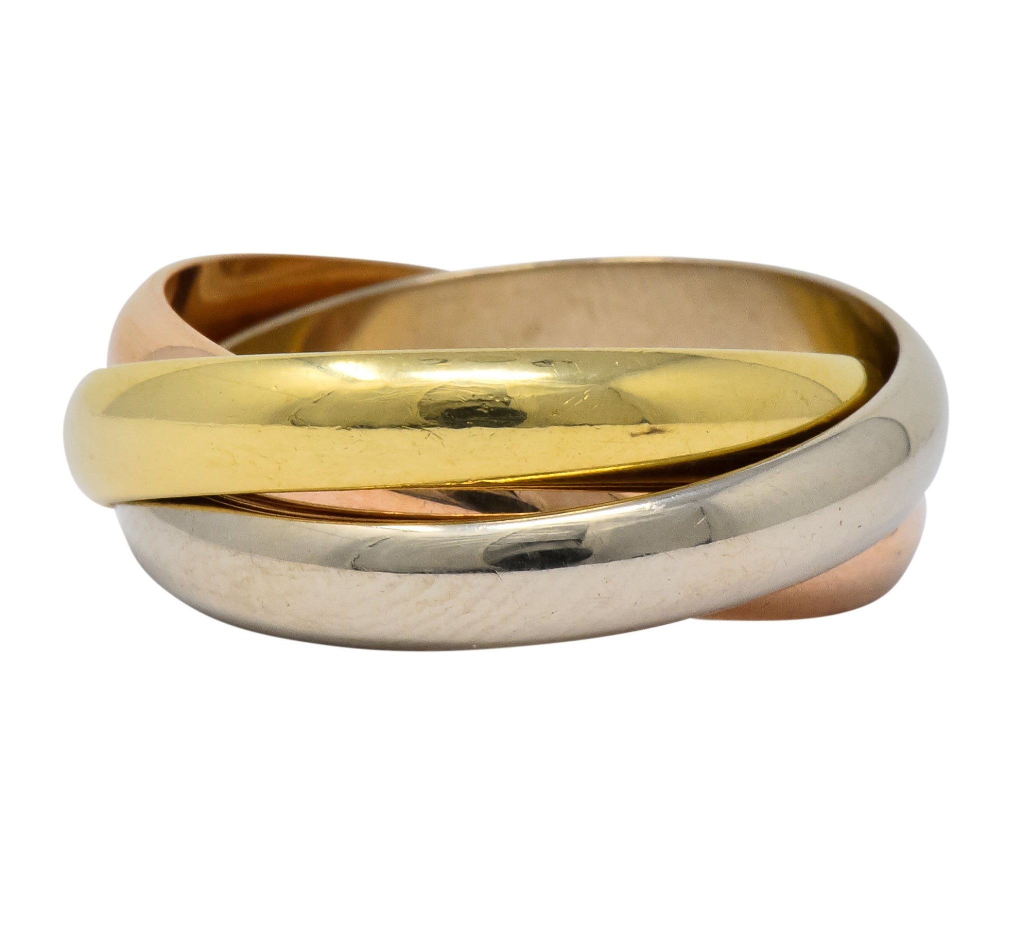 Les Must De Cartier Vintage 18 Karat Gold Unisex Trinity Rolling Band Ring - Wilson's Estate Jewelry