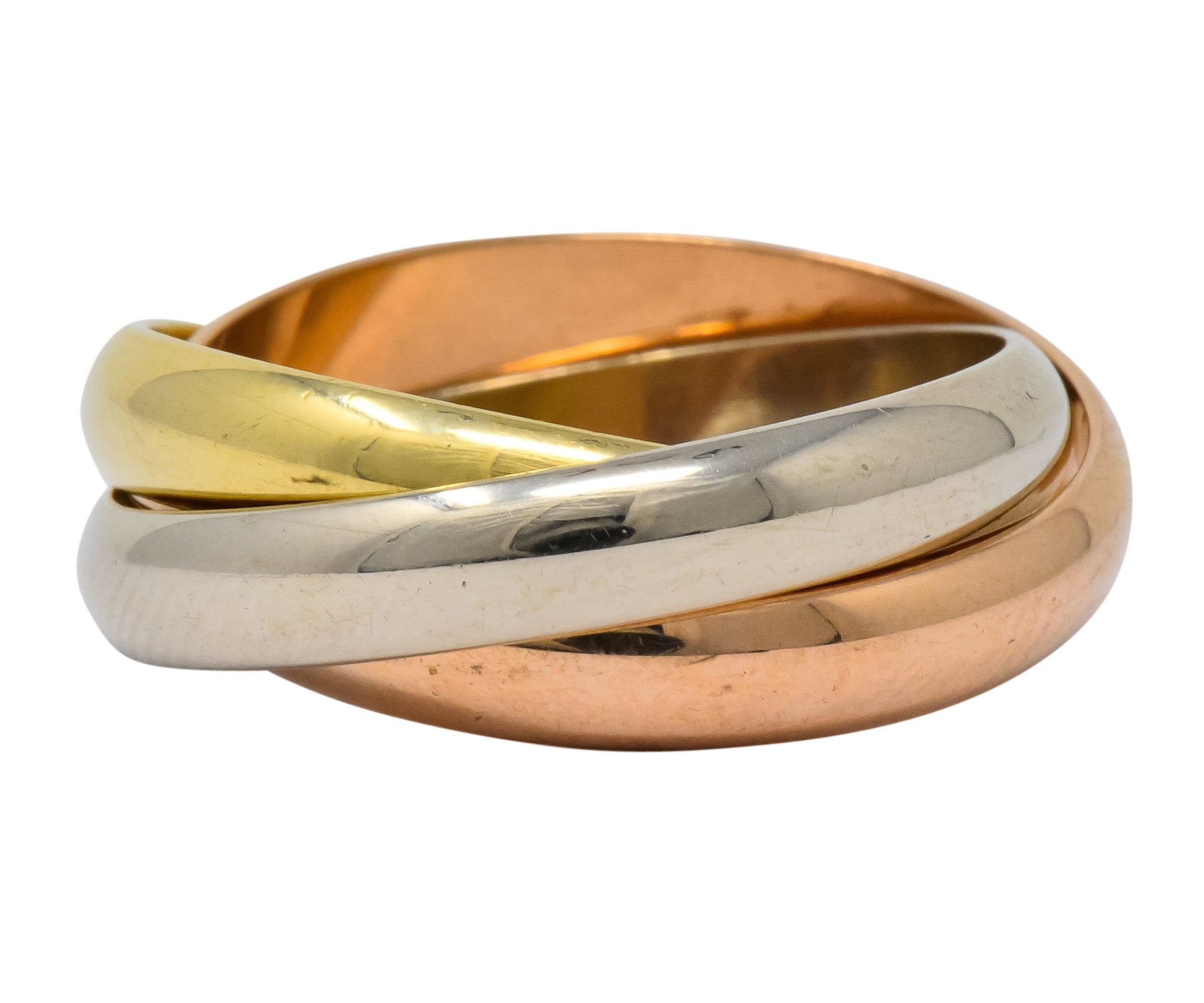 Les Must De Cartier Vintage 18 Karat Gold Unisex Trinity Rolling Band Ring - Wilson's Estate Jewelry