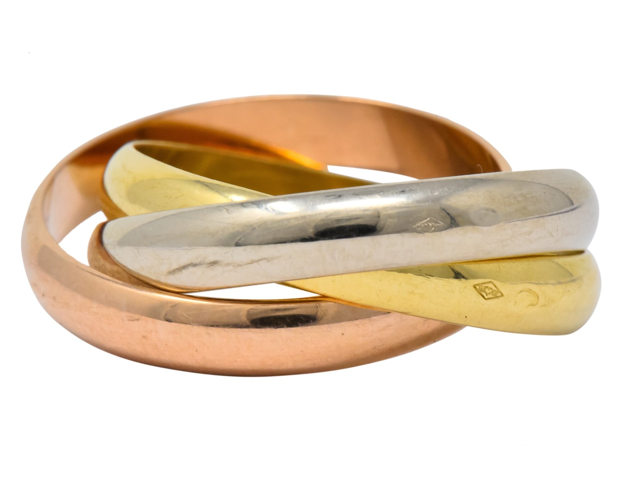 Les Must De Cartier Vintage 18 Karat Gold Unisex Trinity Rolling Band Ring - Wilson's Estate Jewelry