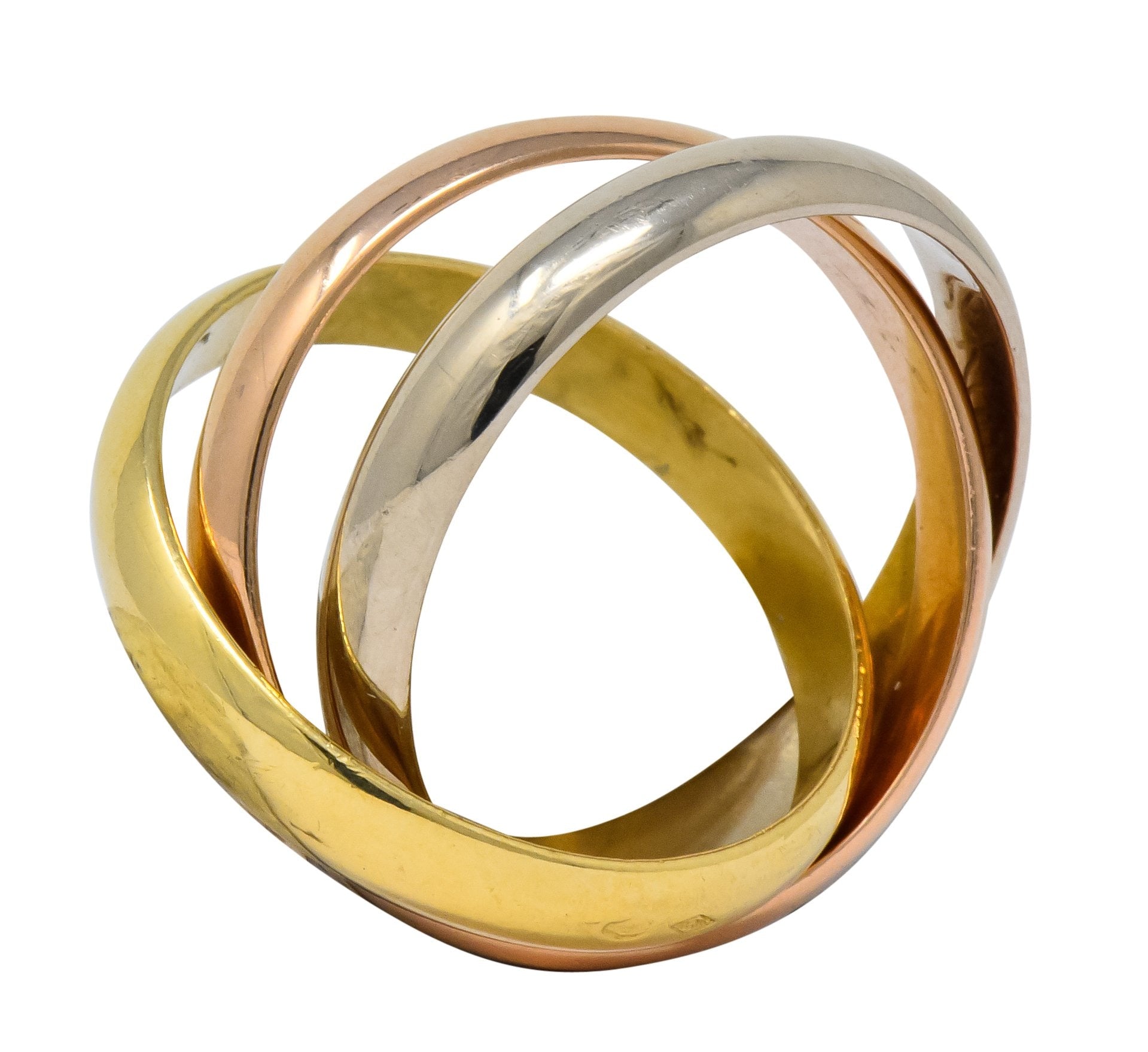 Les Must De Cartier Vintage 18 Karat Gold Unisex Trinity Rolling Band Ring - Wilson's Estate Jewelry