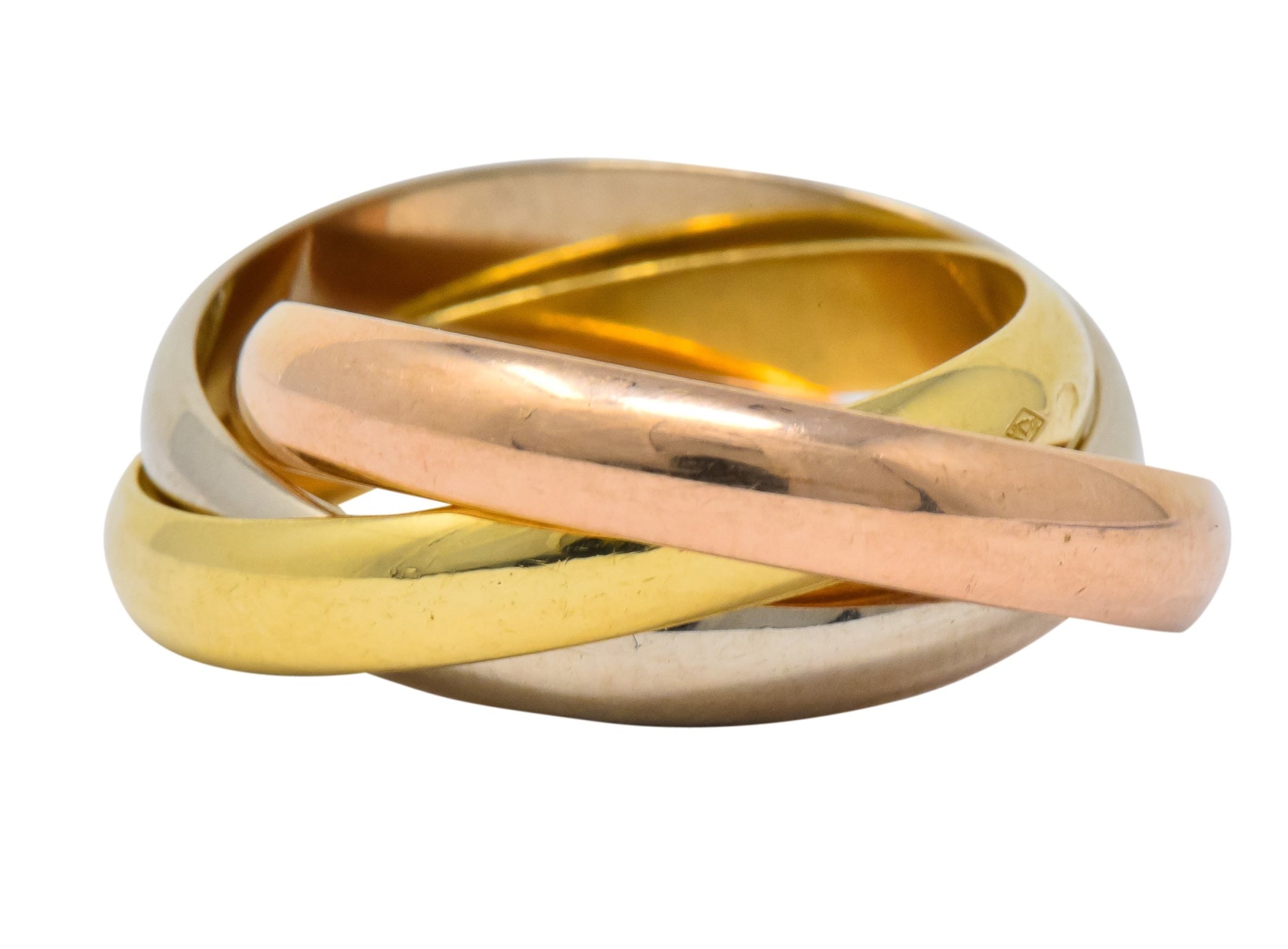 Les Must De Cartier Vintage 18 Karat Gold Unisex Trinity Rolling Band Ring - Wilson's Estate Jewelry