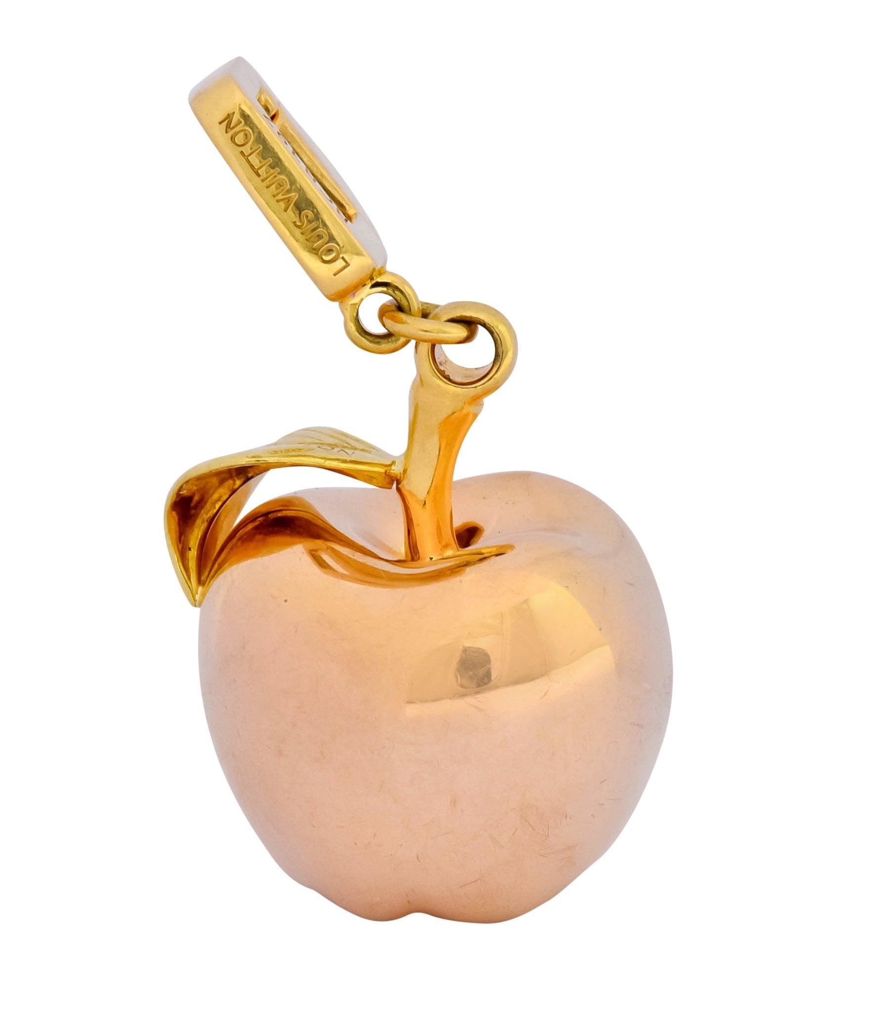 Louis Vuitton French 18 Karat Tri-Color Gold Apple Charm Pendant - Wilson's Estate Jewelry