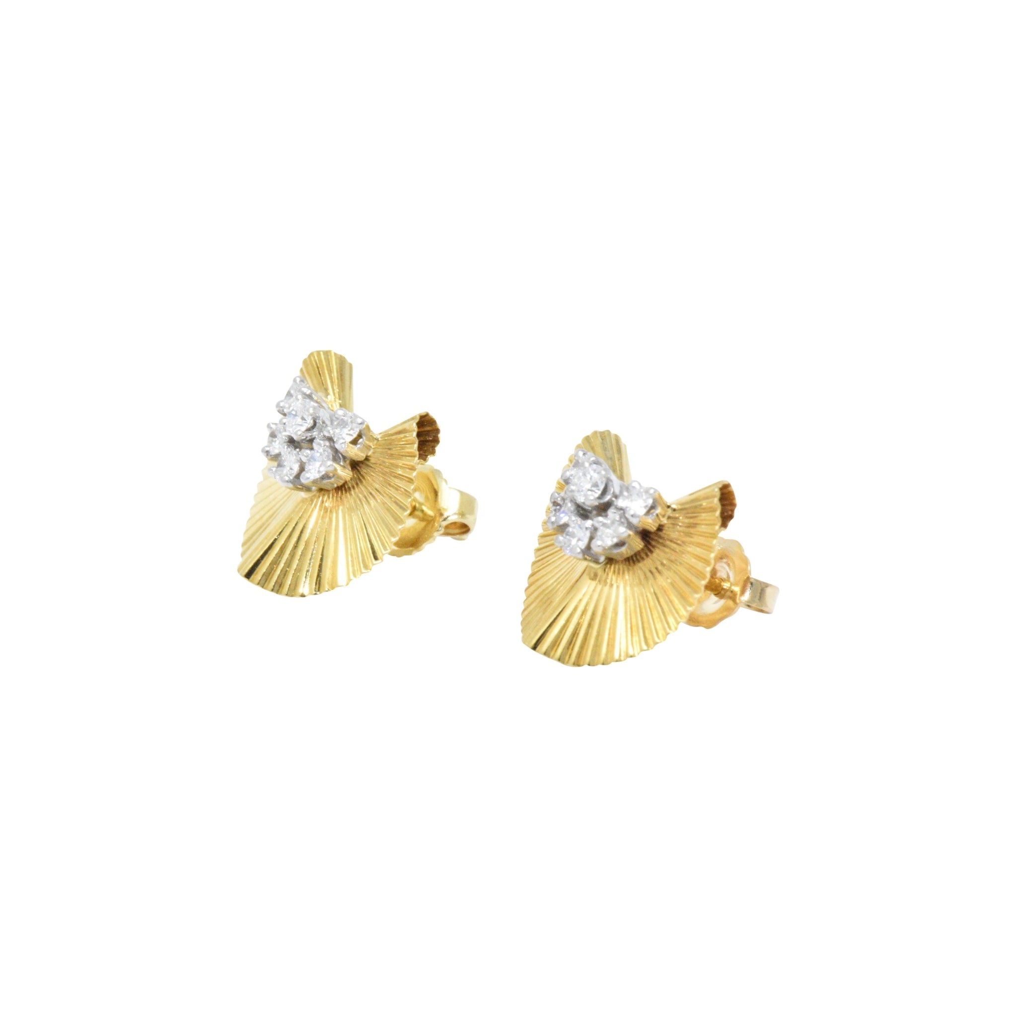 McTeigue & Co. .40 Carat Retro 18K Yellow Gold & Platinum Diamond Earrings Wilson's Estate Jewelry