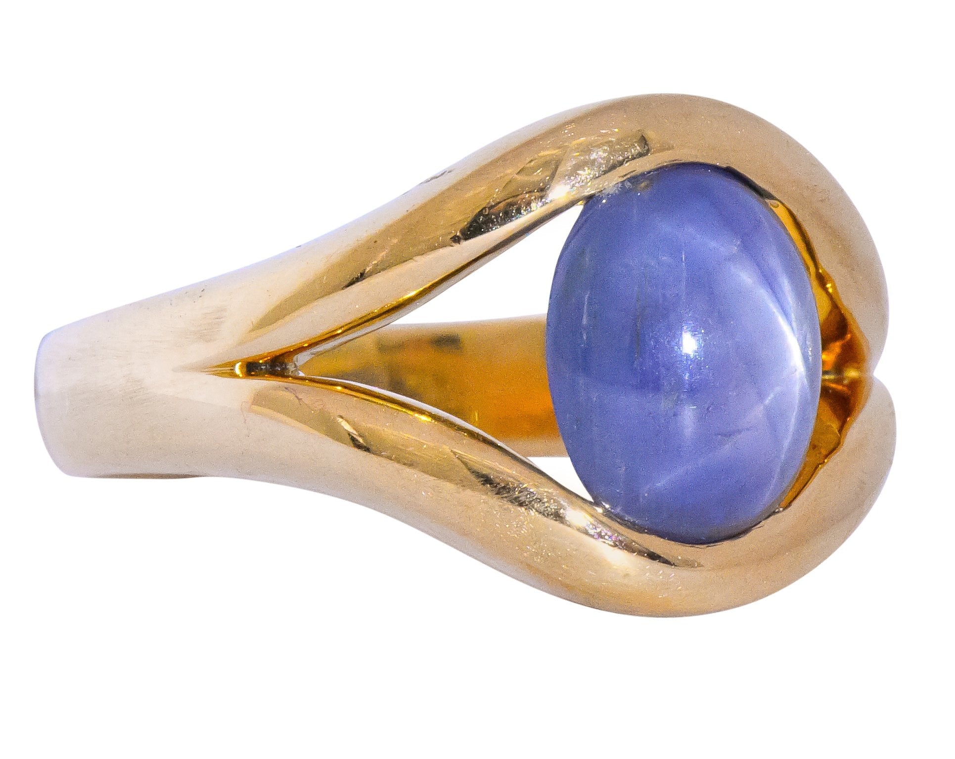 Men's Vintage 6.00 CTW Star Sapphire 18 Karat Gold Ring Wilson's Estate Jewelry