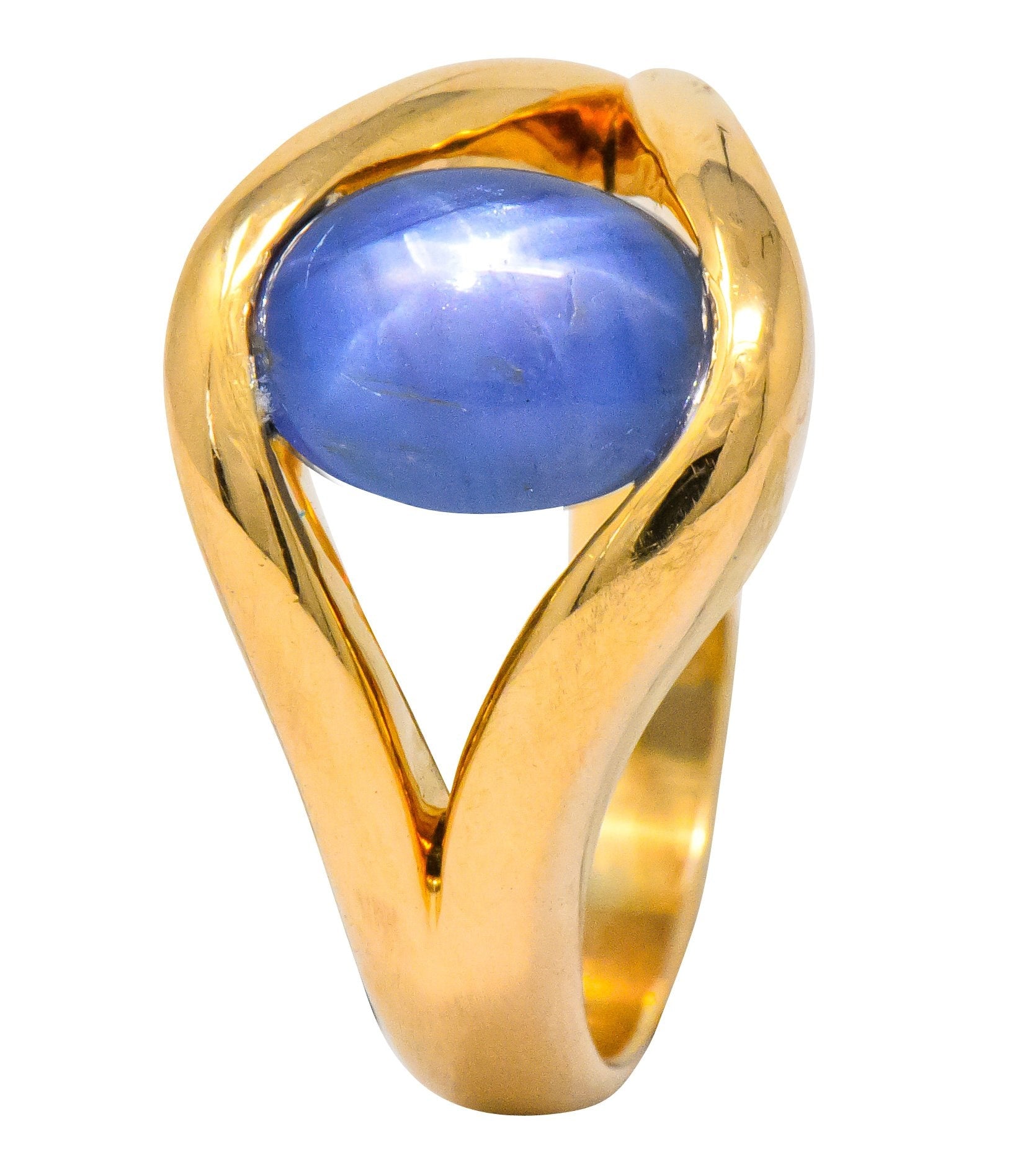 Men's Vintage 6.00 CTW Star Sapphire 18 Karat Gold Ring Wilson's Estate Jewelry