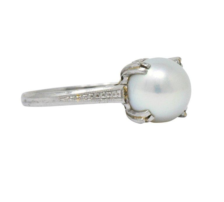 Mikimoto Art Deco Cultured Pearl Platinum Ring Wilson's Estate Jewelry