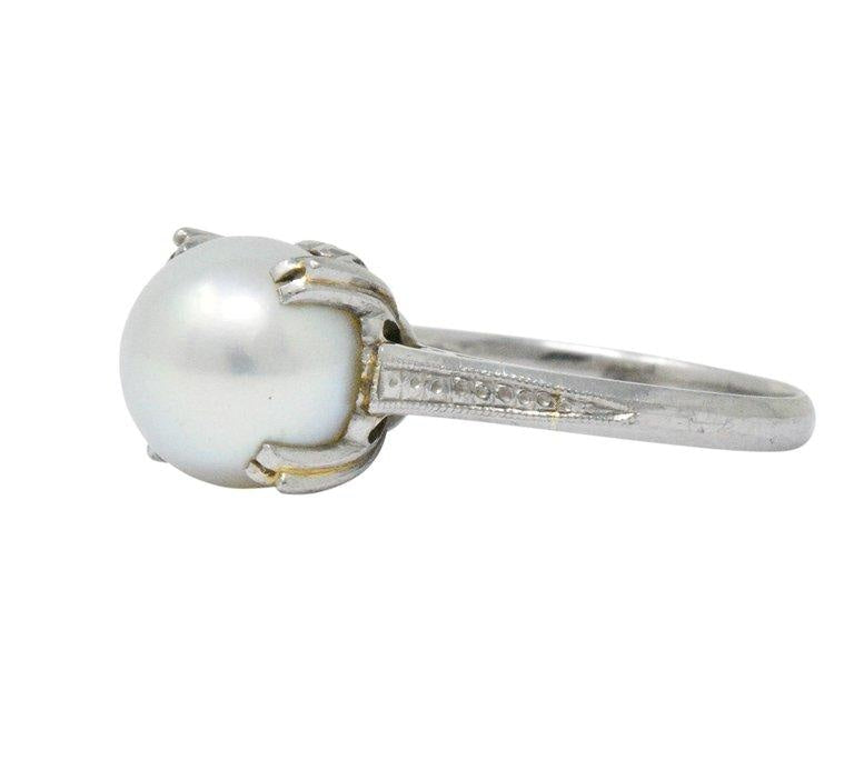 Mikimoto Art Deco Cultured Pearl Platinum Ring Wilson's Estate Jewelry