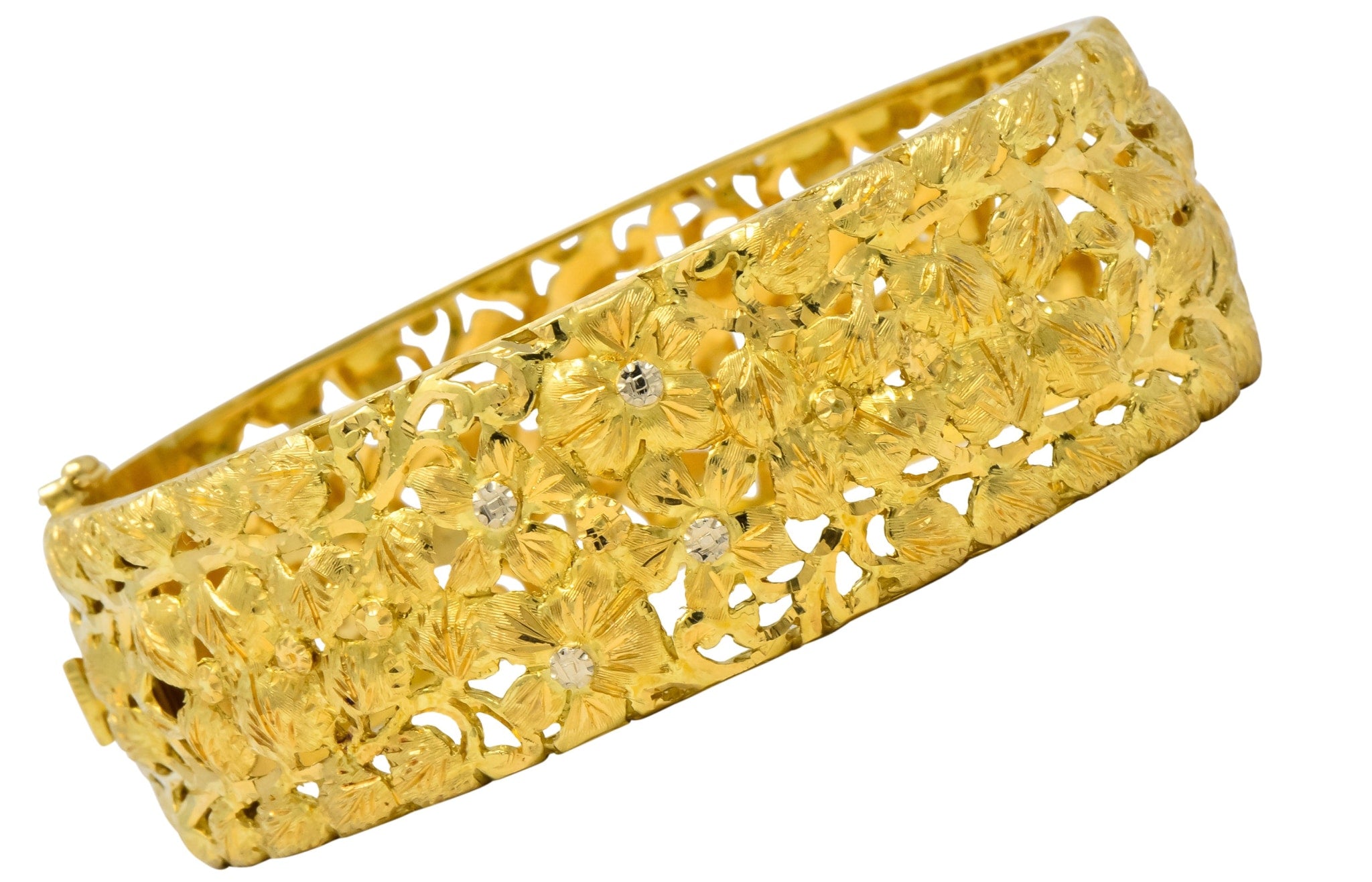 Milor 18 Karat Gold Hinged Bangle Bracelet - Wilson's Estate Jewelry