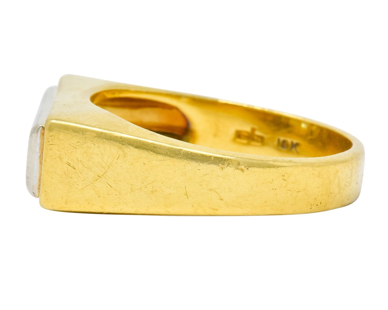 Modernist 0.72 CTW Diamond Unisex 18 Karat Gold Platinum Ring - Wilson's Estate Jewelry