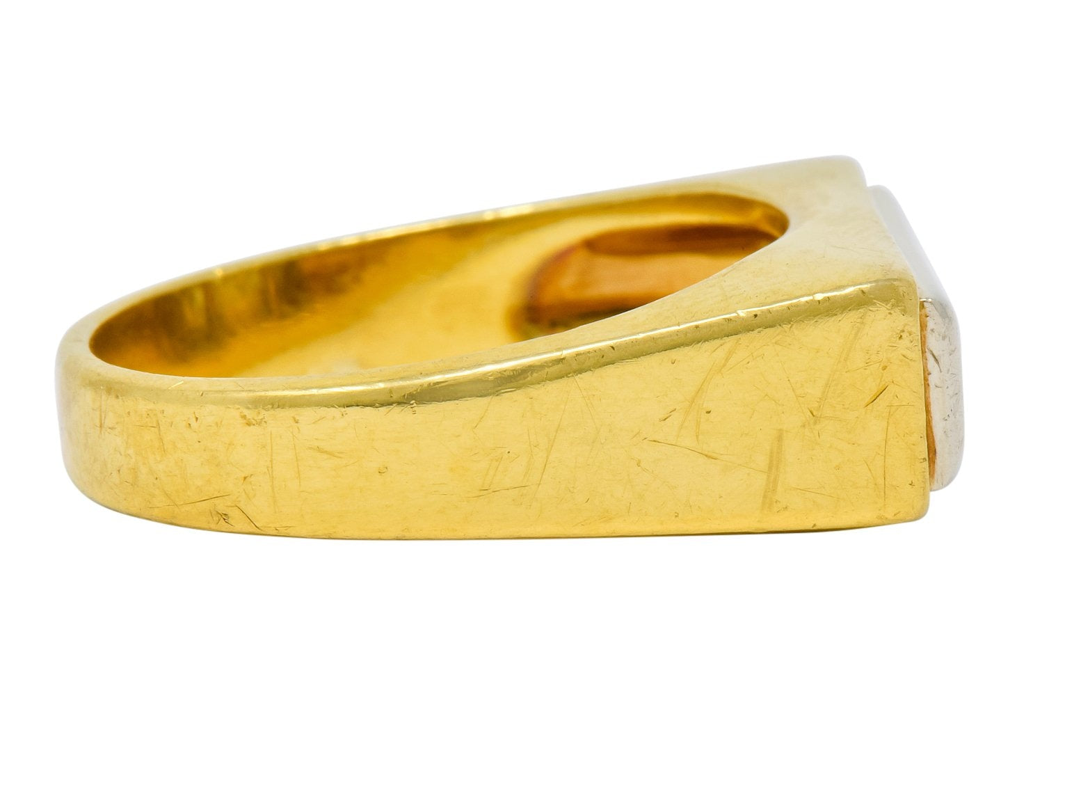 Modernist 0.72 CTW Diamond Unisex 18 Karat Gold Platinum Ring - Wilson's Estate Jewelry
