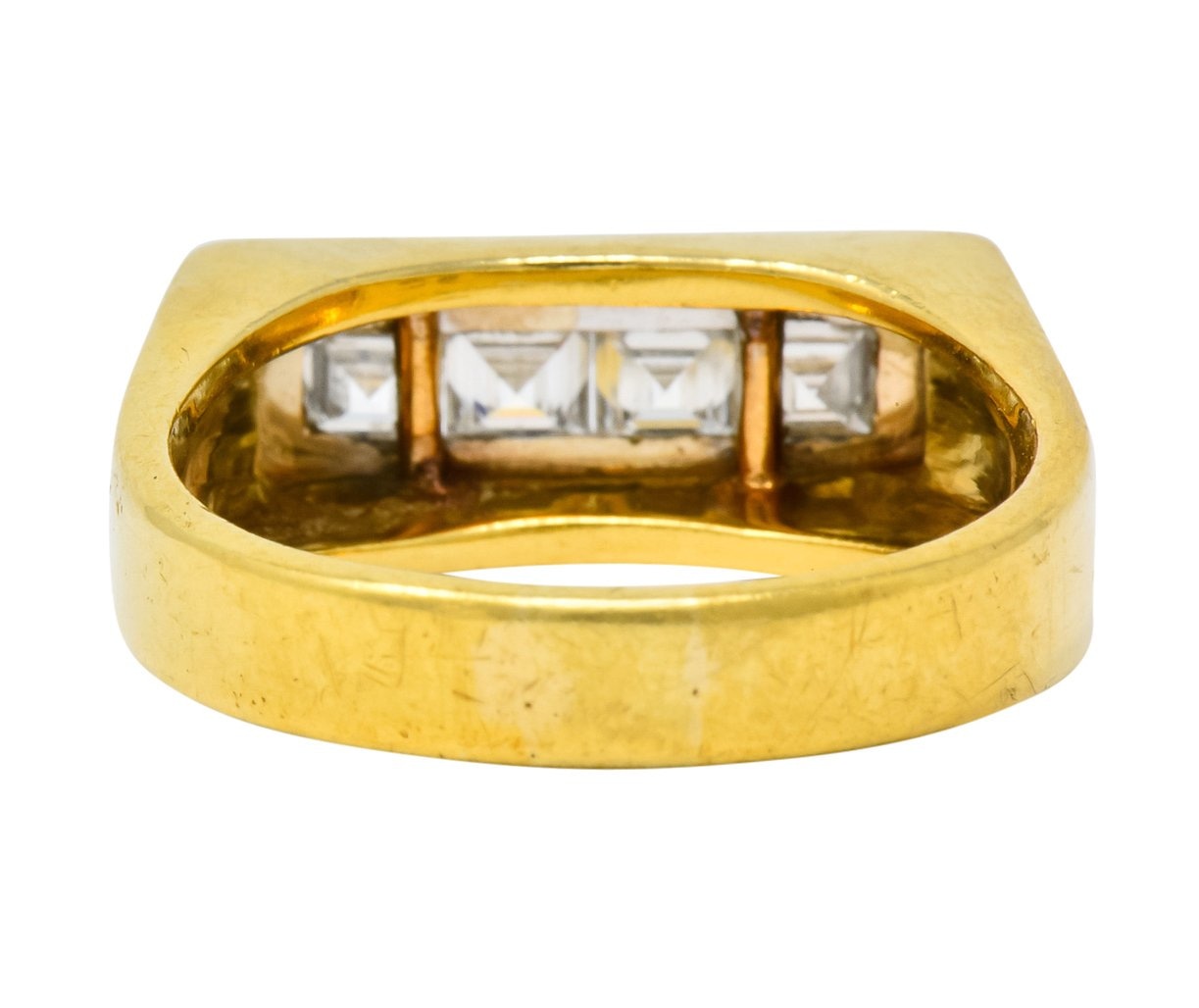 Modernist 0.72 CTW Diamond Unisex 18 Karat Gold Platinum Ring - Wilson's Estate Jewelry