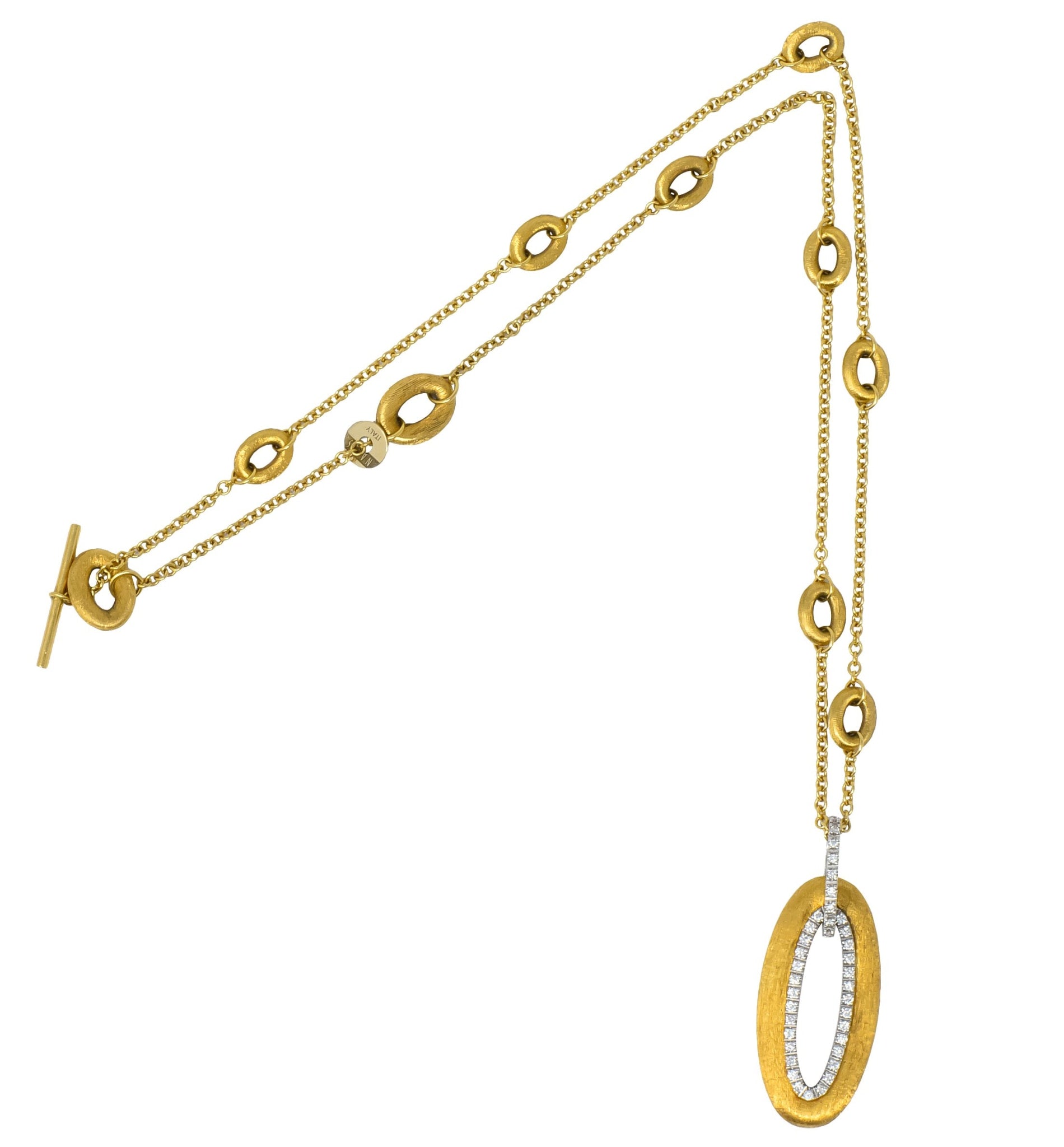 Nanis Contemporary Diamond 18 Karat Two-Tone Gold Olga Pendant Necklace - Wilson's Estate Jewelry