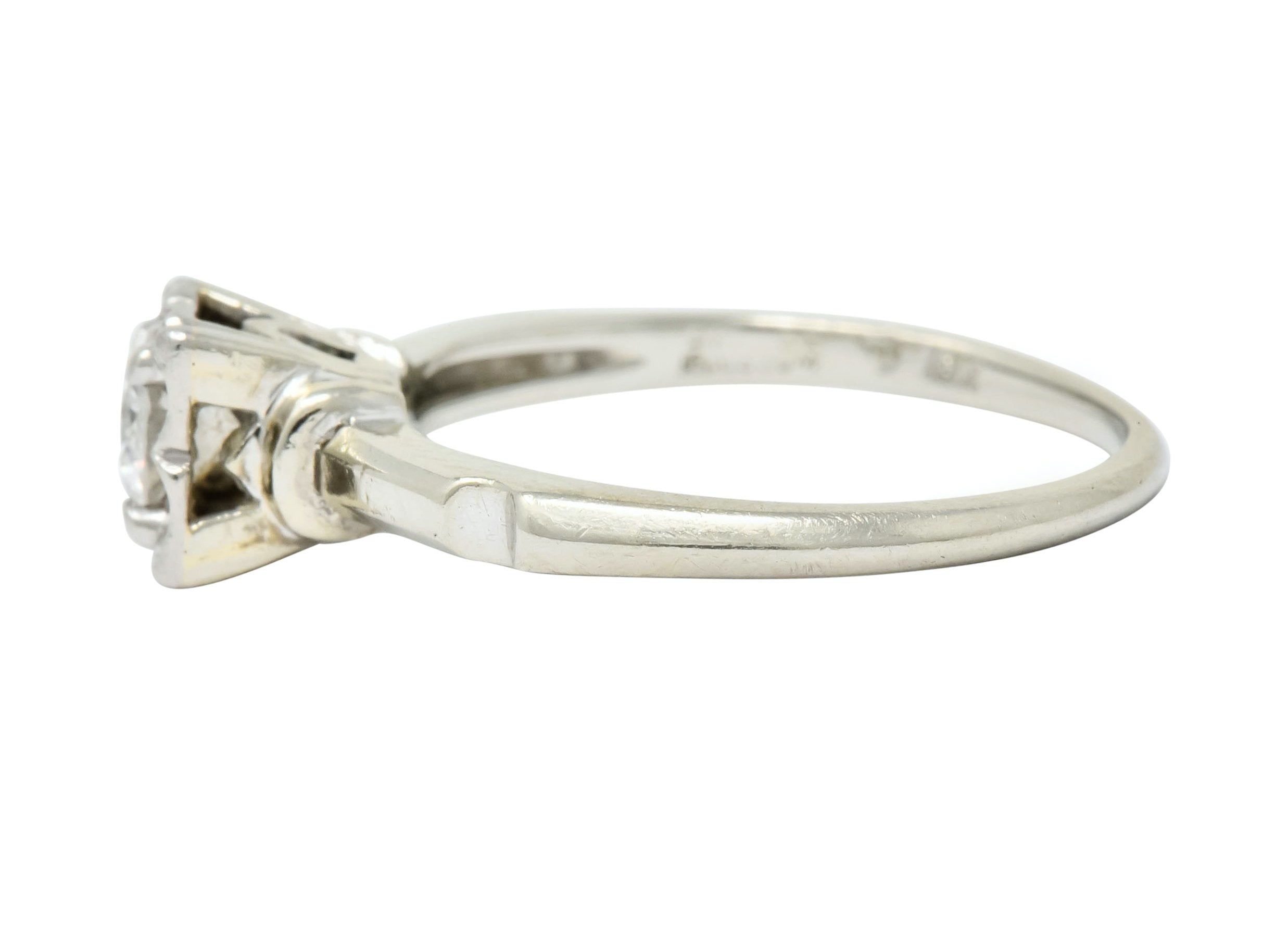 Orange Blossom 0.36 CTW 18 Karat White Gold Engagement Ring Circa 1950s - Wilson's Estate Jewelry