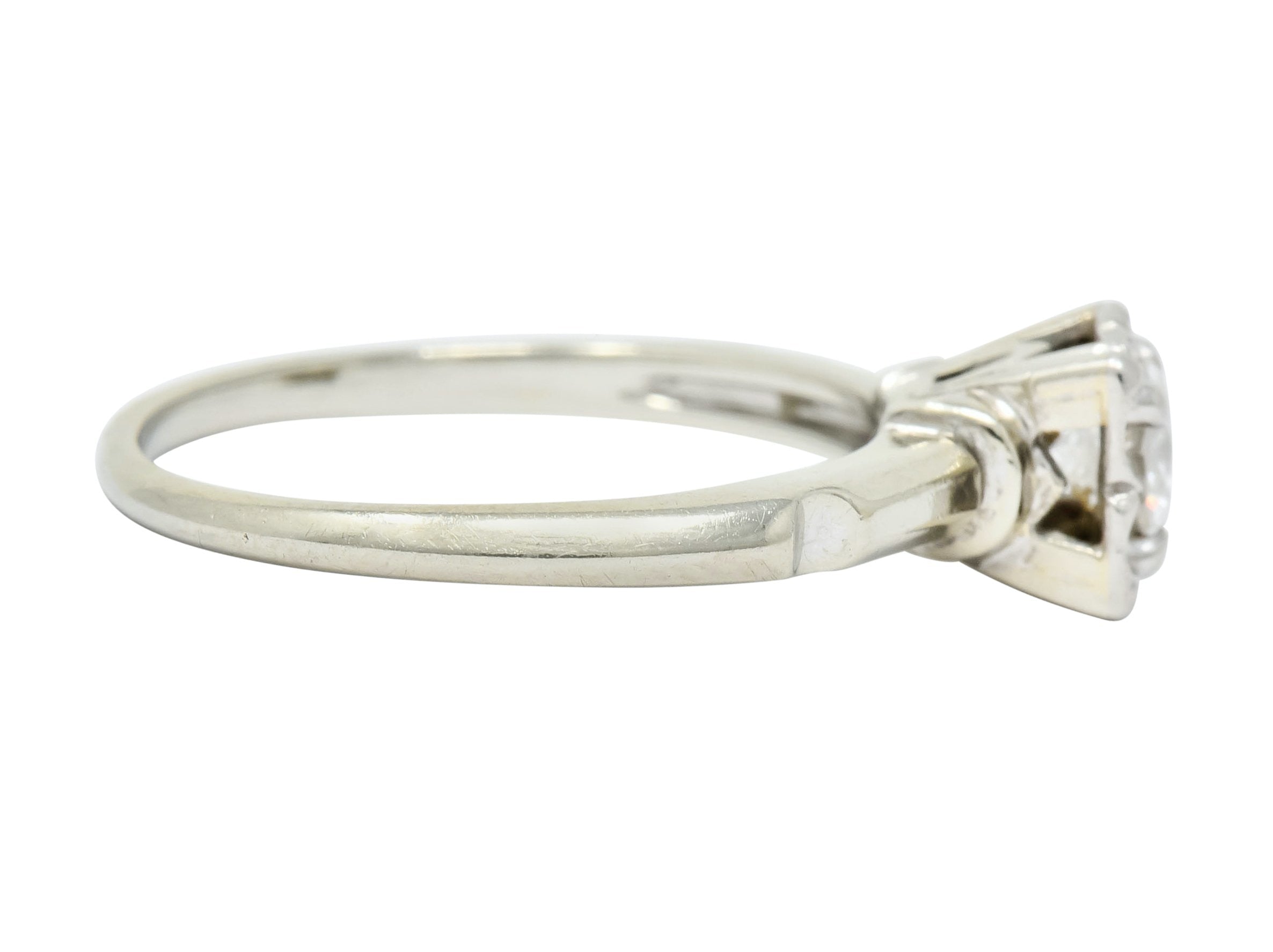 Orange Blossom 0.36 CTW 18 Karat White Gold Engagement Ring Circa 1950s - Wilson's Estate Jewelry