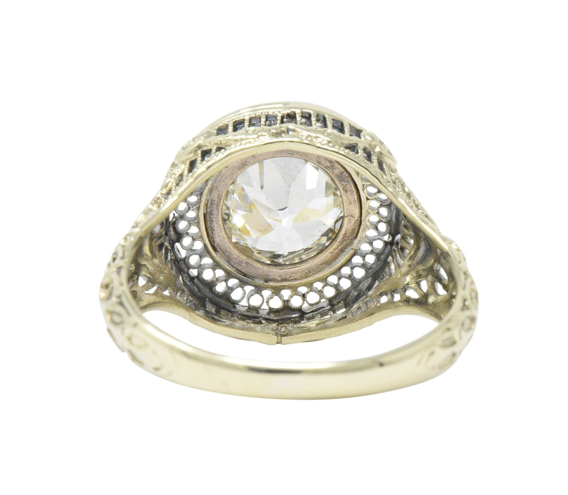 Ornate Victorian 1.61 Carats Old European Diamond 14 Karat Gold Engagement Ring GIA Wilson's Estate Jewelry