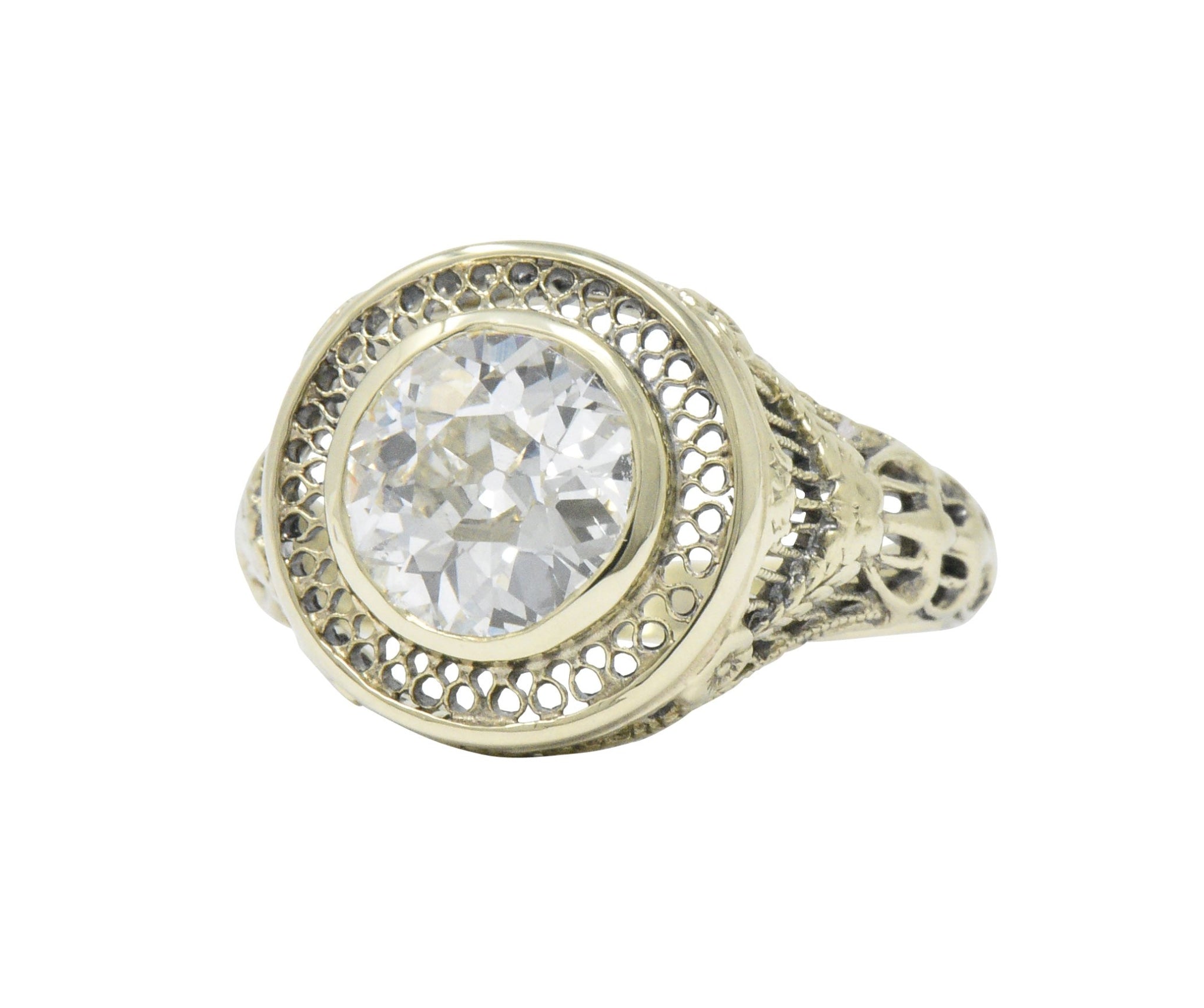 Ornate Victorian 1.61 Carats Old European Diamond 14 Karat Gold Engagement Ring GIA Wilson's Estate Jewelry