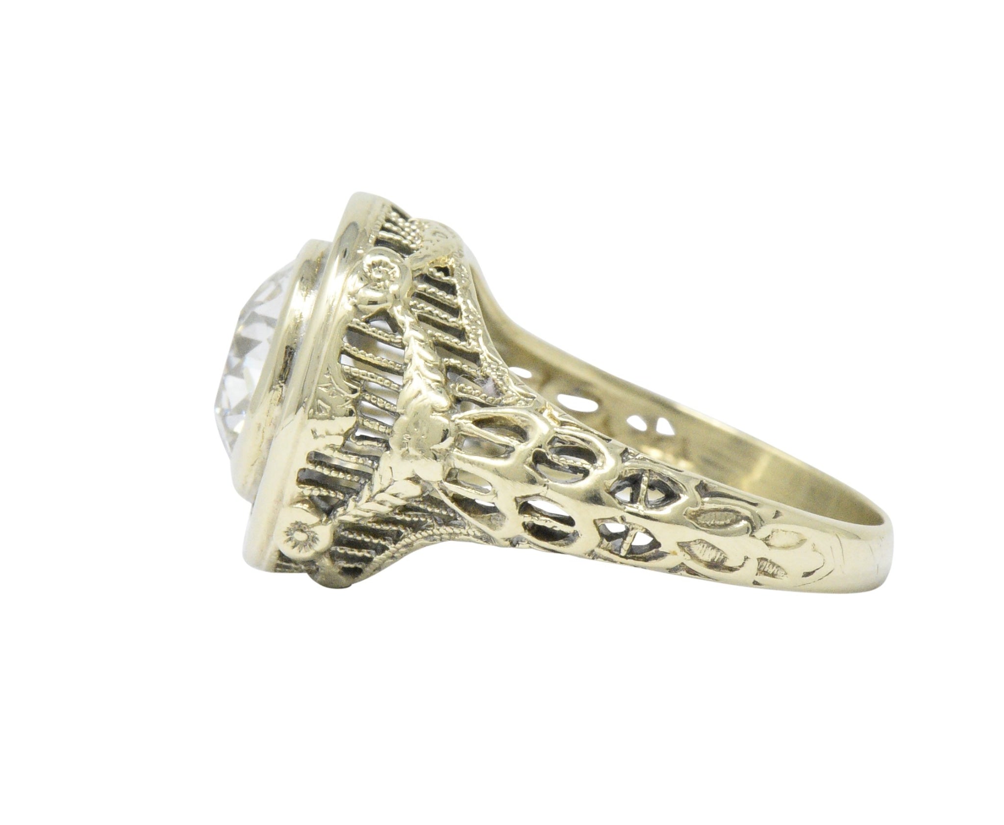 Ornate Victorian 1.61 Carats Old European Diamond 14 Karat Gold Engagement Ring GIA Wilson's Estate Jewelry