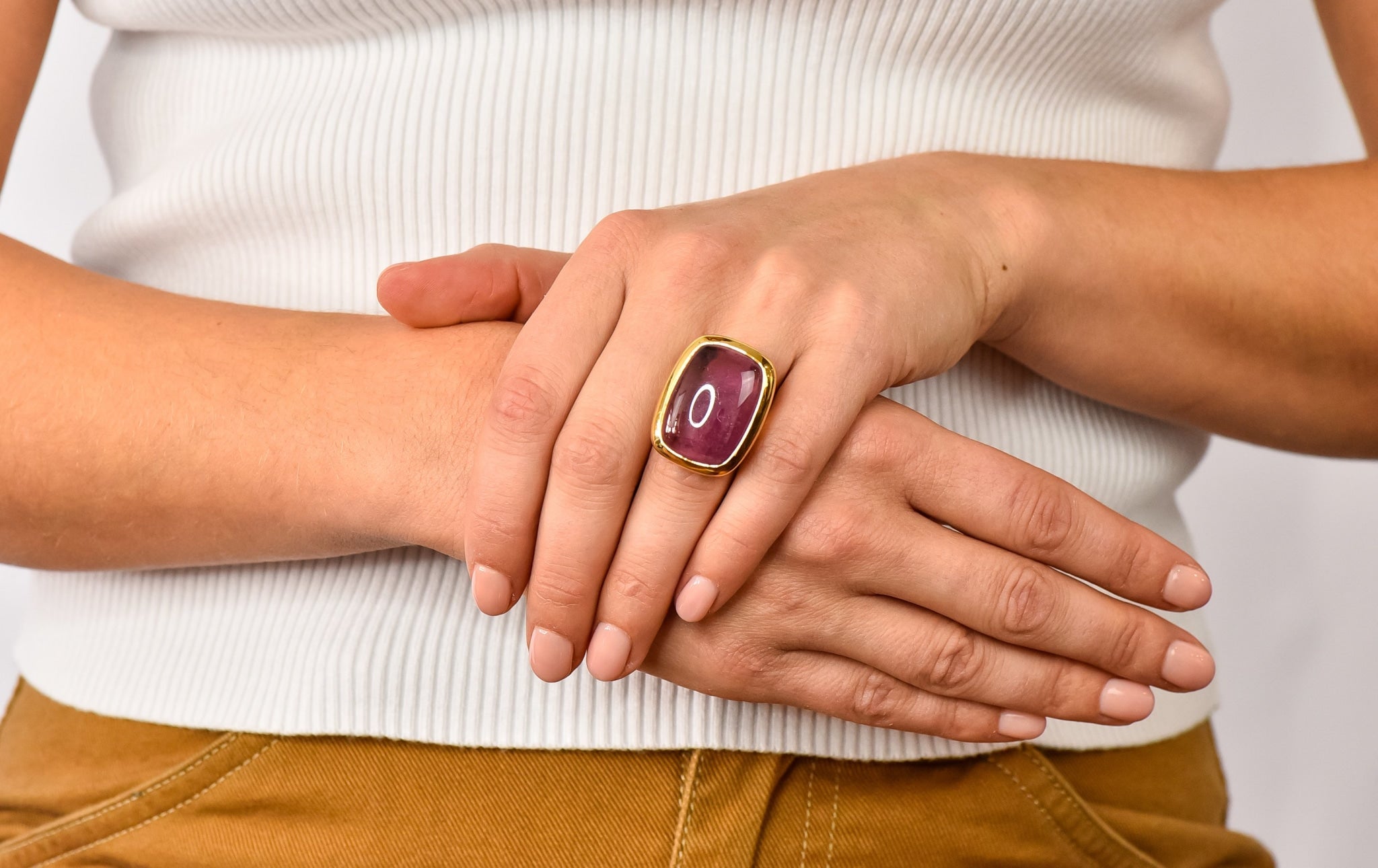 Pomellato Italian Pink Tourmaline 18 Karat Gold Contemporary Statement Ring - Wilson's Estate Jewelry