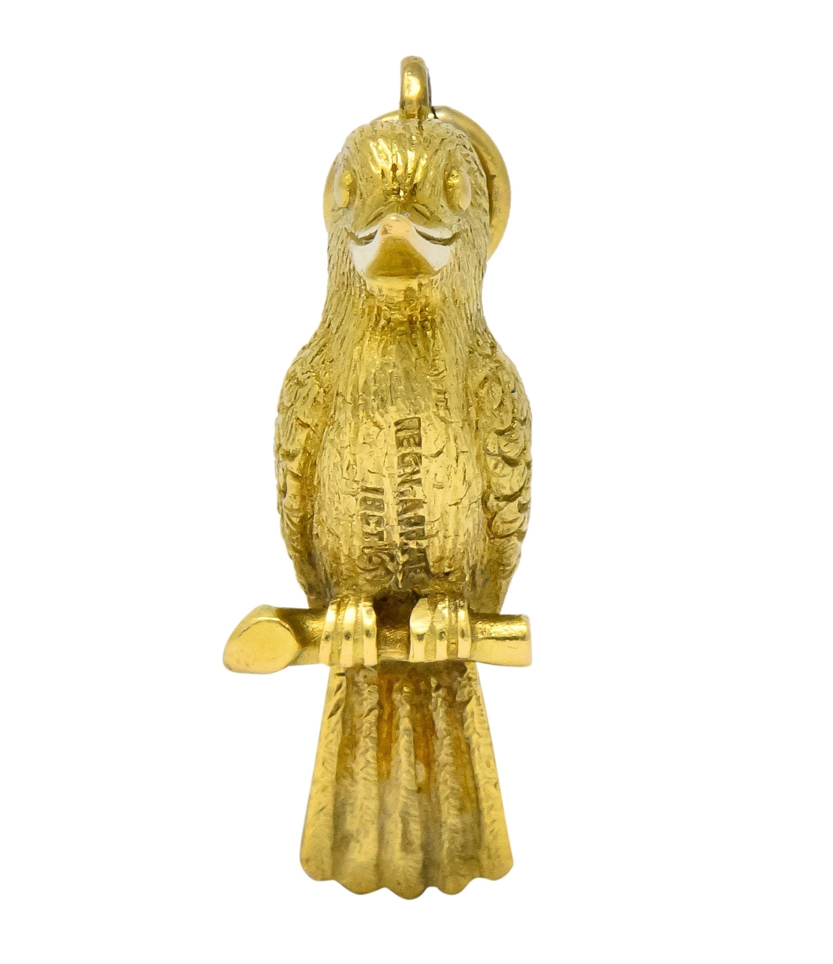 Realistic 18 Karat Green Gold Kookaburra Bird Pendant Charm - Wilson's Estate Jewelry