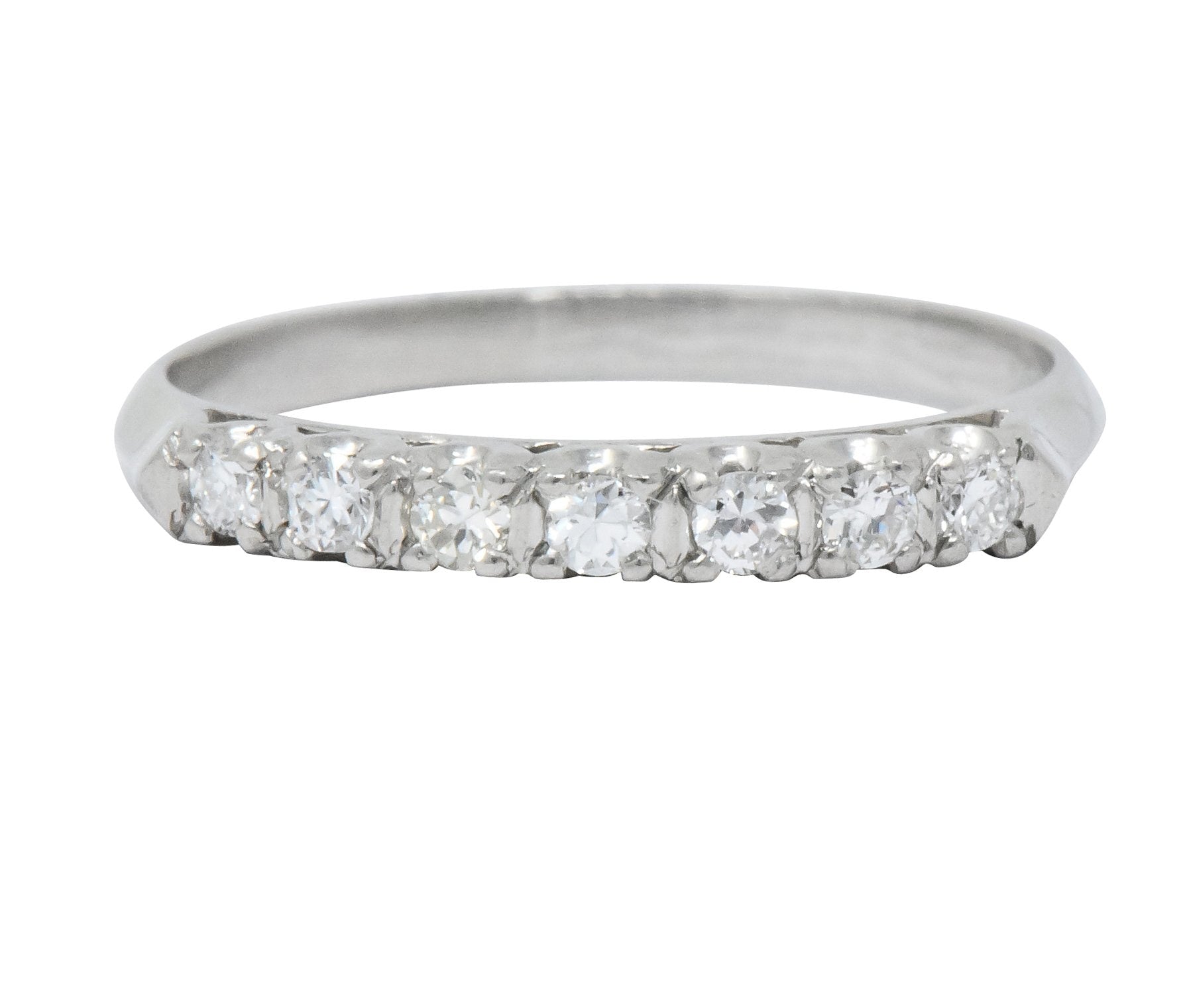 Retro 0.21 CTW Diamond Platinum Anniversary Band Stackable Ring Wilson's Antique & Estate Jewelry