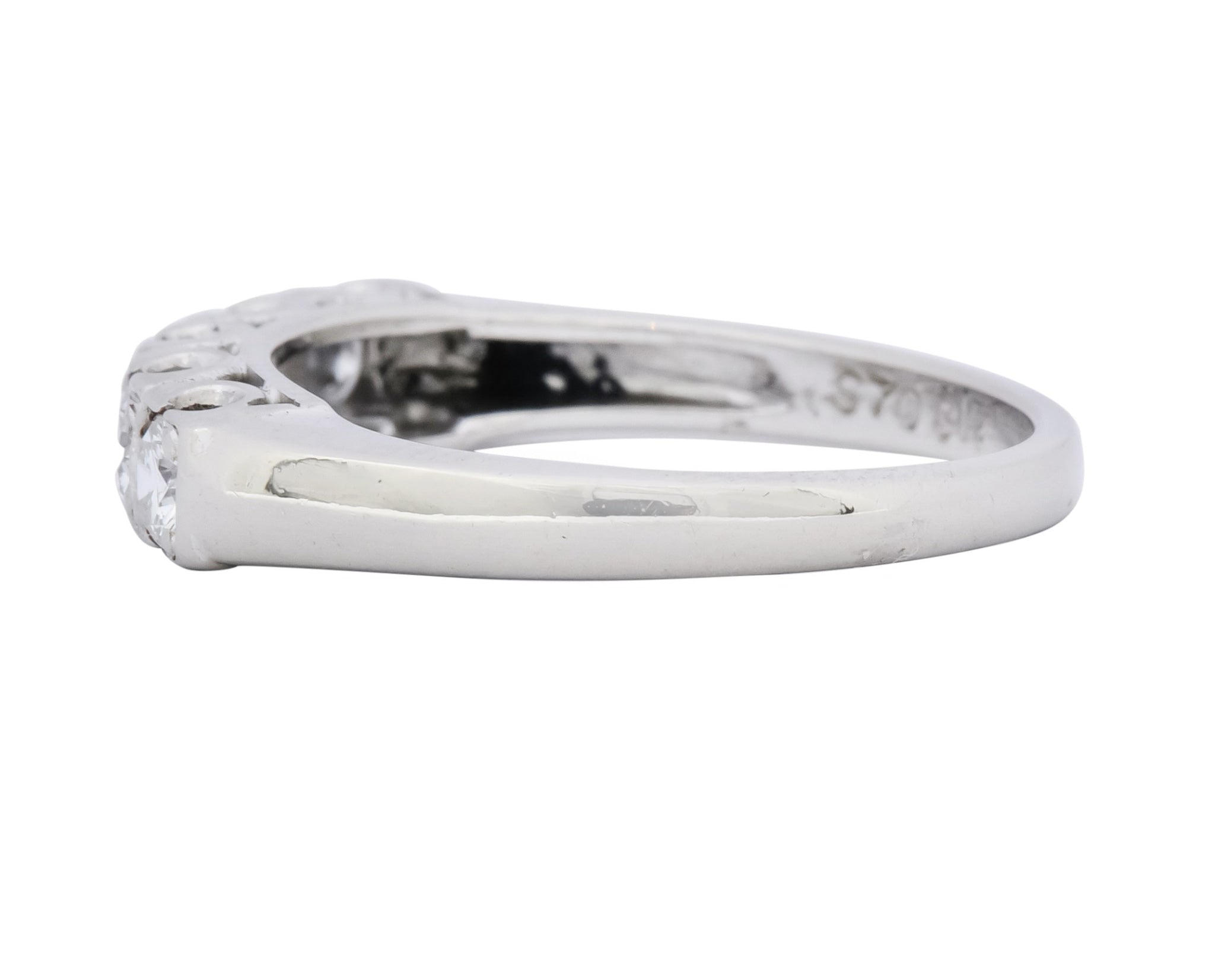 Retro 0.50 CTW Diamond 14 Karat White Gold Anniversary Band Ring 1950's - Wilson's Estate Jewelry